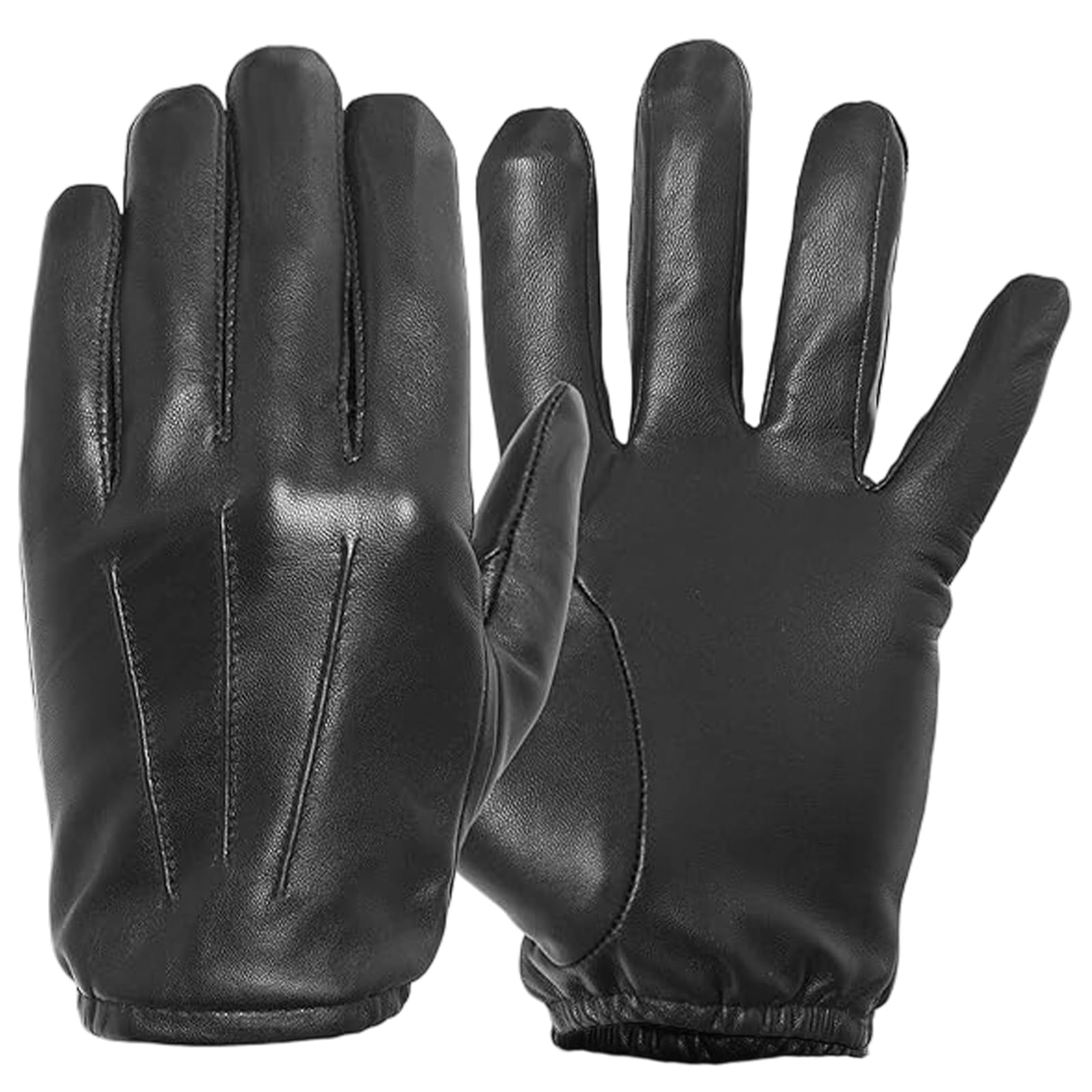 Kaslcwa Men's Black Leather Gloves, Touch Screen Winter Gloves, Winter Thermal Glove With Inner Fleece For Cold Weather Outdoor Driving