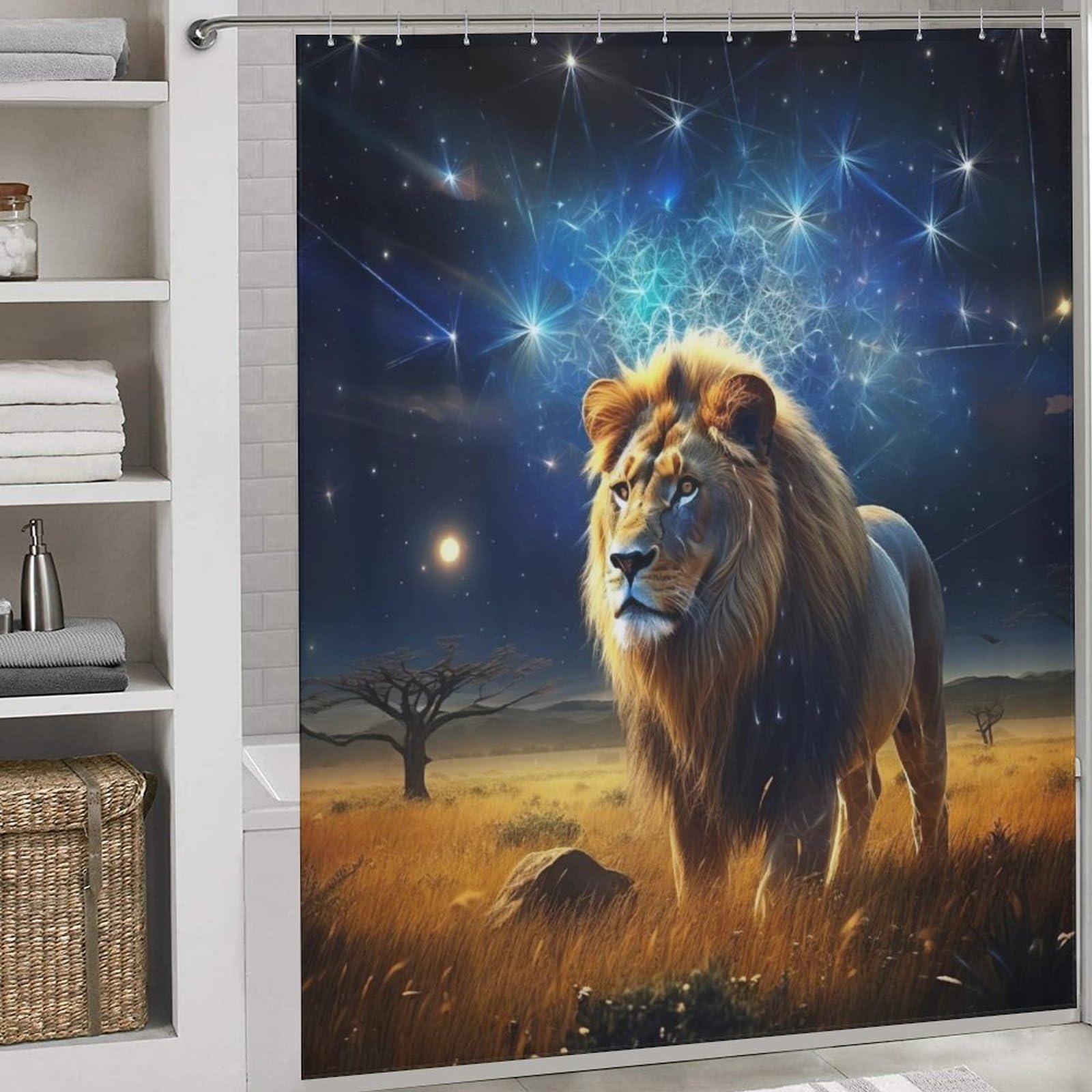 Lion rideau de douche haut de gamme en tissu polyester lavable de 183cm