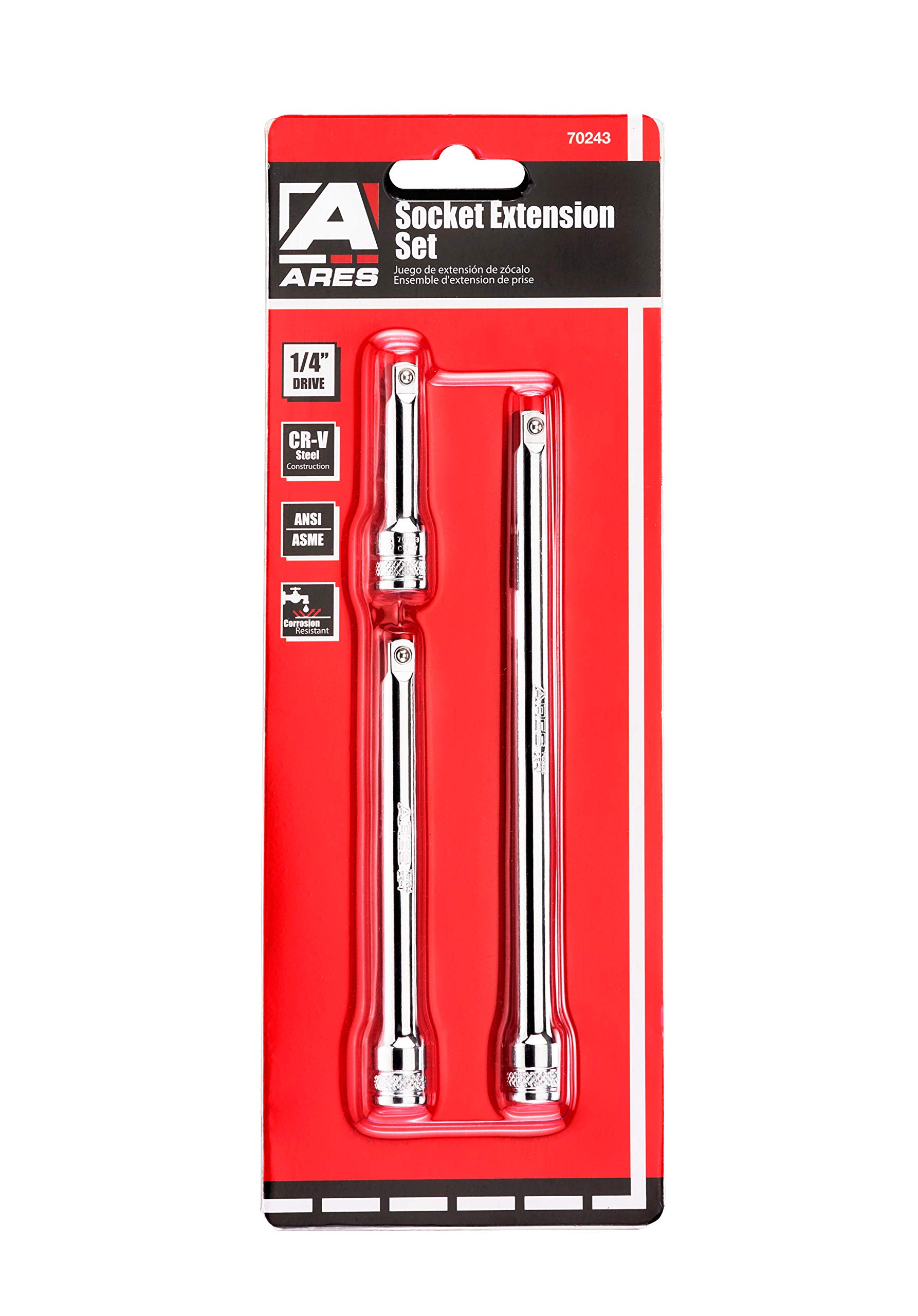 ARES 70243-3-Piece 1/4-Inch Drive Socket Extension Set