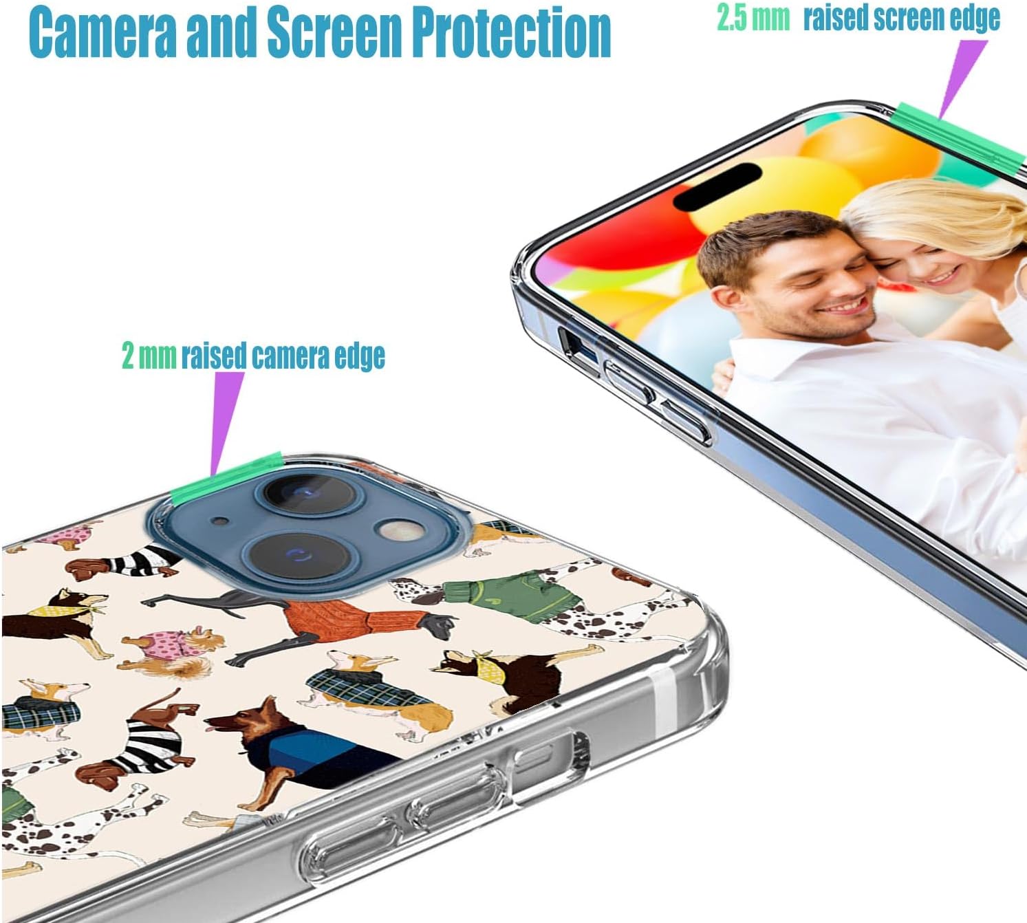 for iPhone 15 Case for Girl Women Men, Shockproof Thin Slim Soft TPU Clear Protective Phone Case Cover Design for iPhone 15 6.1,Cartoon Animal Pet Lovely Cute Corgi Dachshund Spotted Dog Pug - Image 5