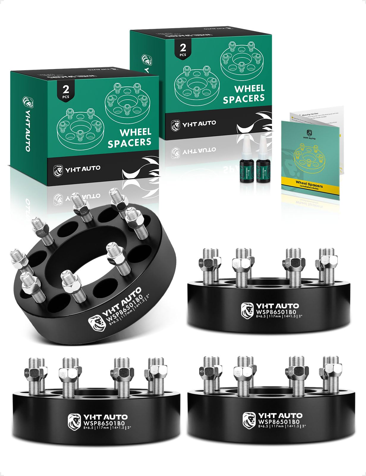 8x6.5 Wheel Spacers 2 inch Fits Chevrolet, Hummer Models, Silverado, Express, C/K Series, H1, H2, 8x165.1mm Tire Spacers M14x1.5 & 12.9 Grade Studs, 117mm Center Bore 8 Lug 4PCSs