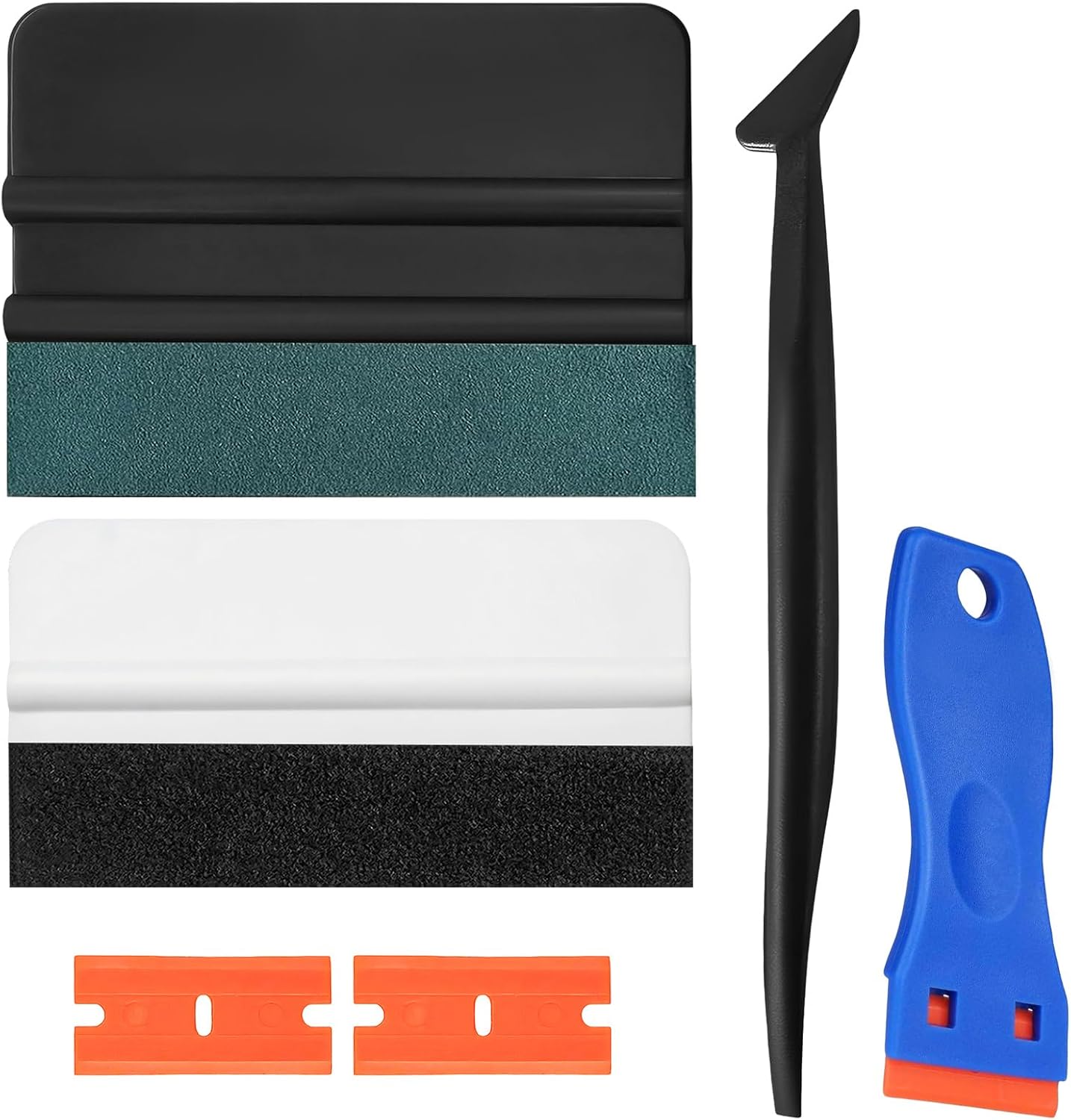 6 PCS Car Window Tint Installation Kit, Professional Auto Vinyl Wrap Tools with Felt Squeegee & Micro Squeegee & Blades, Universal Film Installation Tools for Cars Trucks SUVs