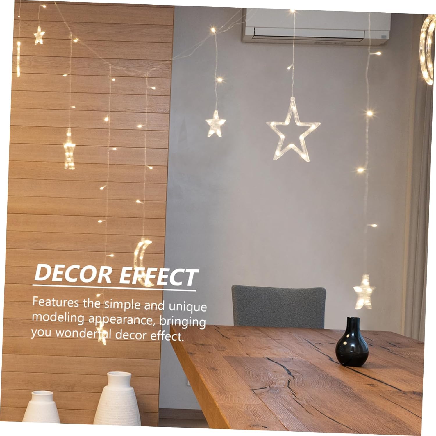 1set Solar-Powered Led String Lights Star and Moon Design for Outdoor Decoration Festival Lights for Gardens Patios and Balconies