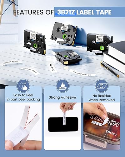Miniatura 4 de Cinta de repuesto para rotuladora Brother TZe-231, cinta BZ compatible con cinta TZe TZ de 0.472 in 0.47 laminado blanco para Vixic D210S H1100
