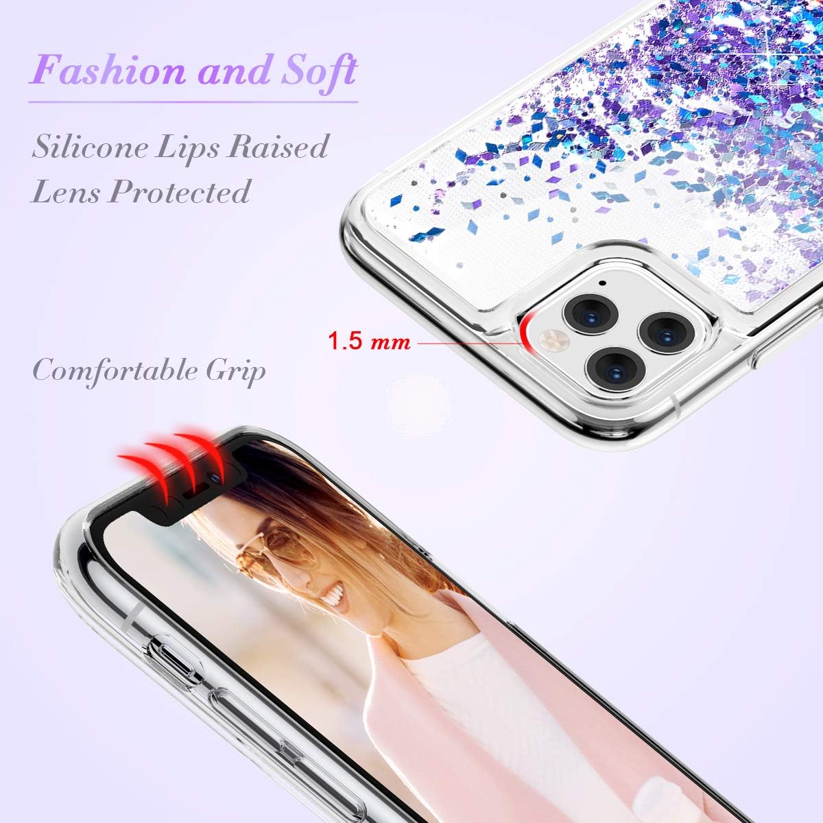 Caka Glitter Case for iPhone 11 Pro Glitter Case Liquid Bling Sparkle Luxury Fashion Flowing Floating Shining Quicksand Soft TPU Clear Women Girls Case for iPhone 11 Pro (5.8 inch)(Blue Purple)