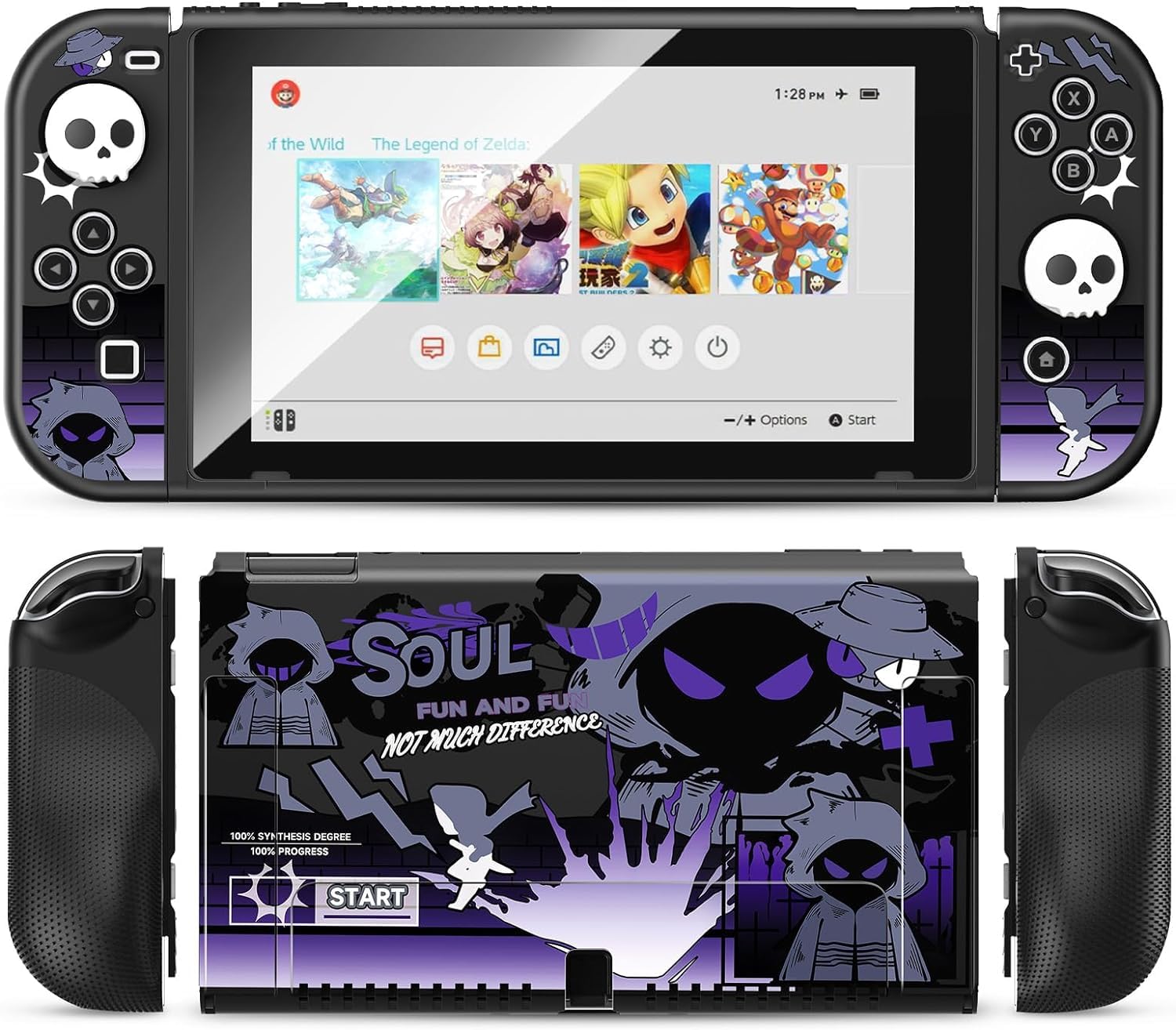 Azonee Case for Nintendo Switch OLED 2021, Ergonomic Comfort Grip TPU Hard Case with 2 Thumb G rip Caps, Hard Protective Case Protective Shell Slim Cover Case