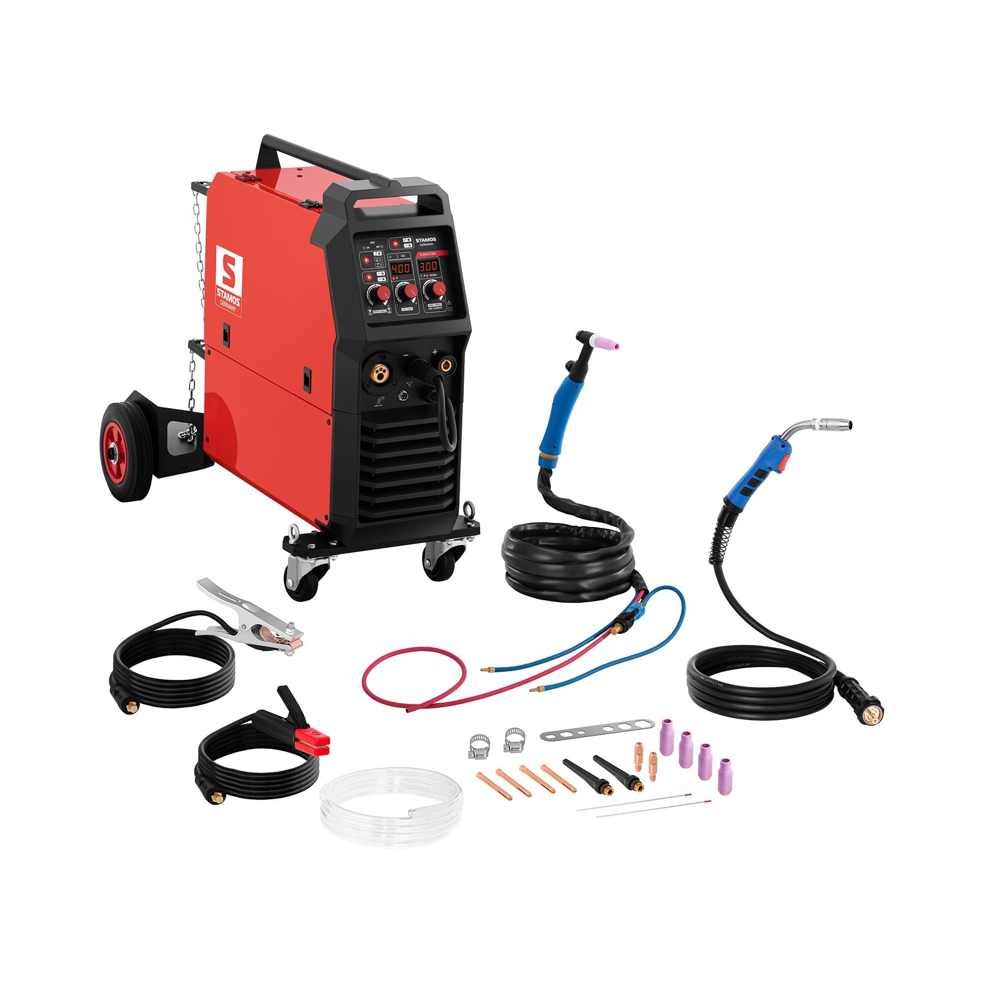 Stamos Germany Máquina De Soldar Soldadora Multifunción S-MULTI 300 (Ciclo de trabajo del 60%, 300 A, 400 V, MIG/MAG - TIG - MMA - FCAW)