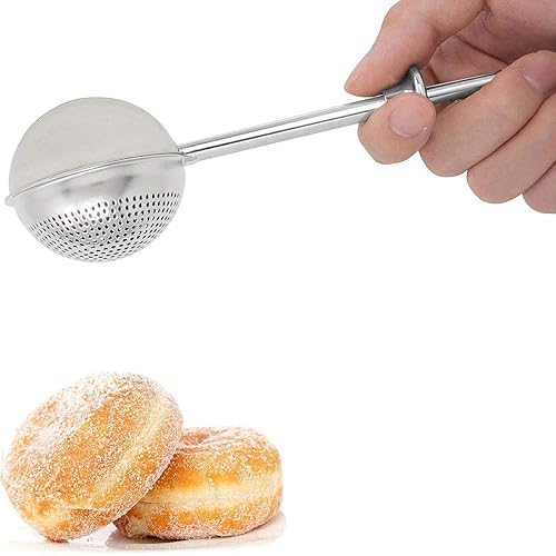 HULISEN Flour Duster for Baking, One-Handed Operation, 304 Stainless Steel Powdered Sugar Shaker Duster, Pick Up and Dust Flour Sifter, Gift Package - 1 Pack - Silver