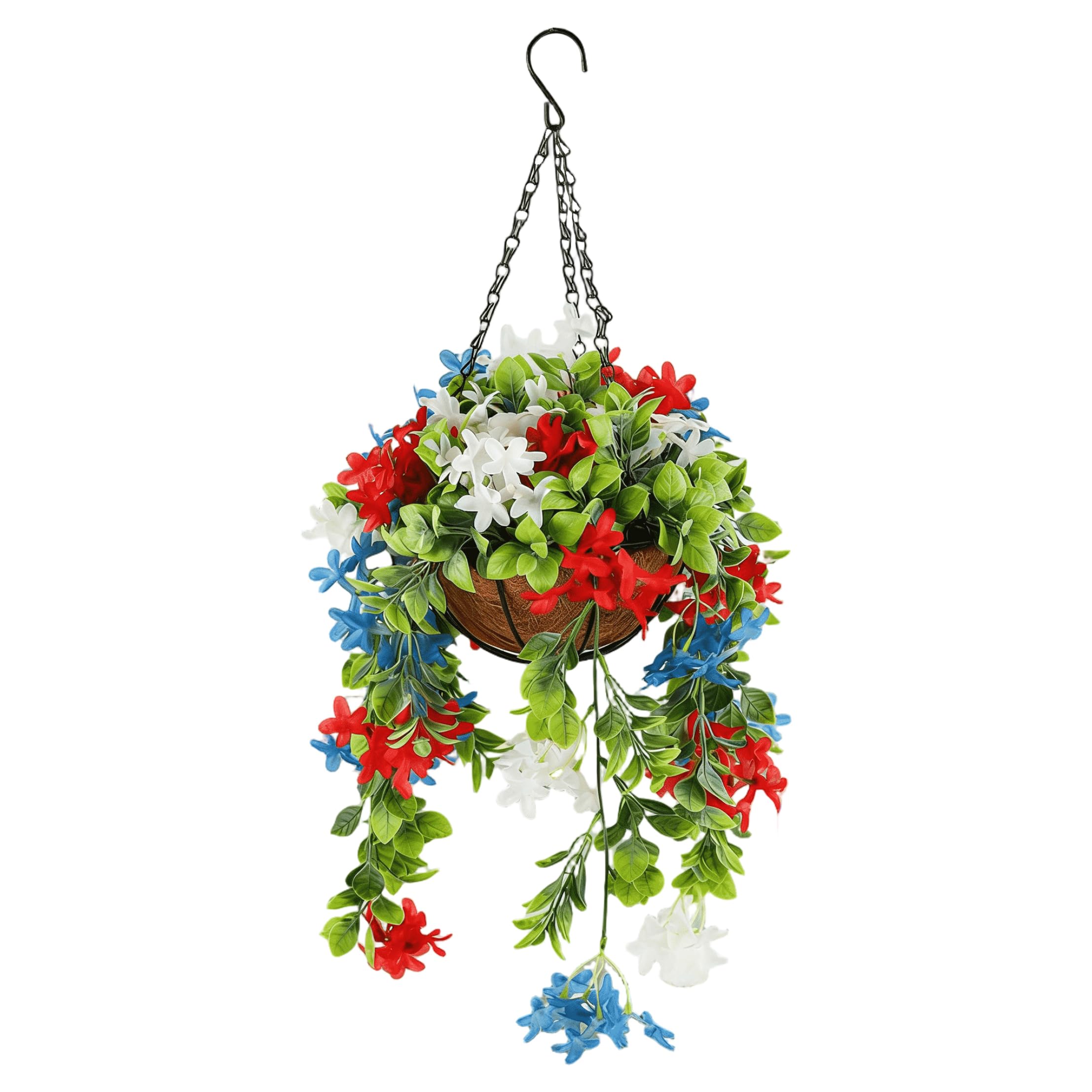 Panier de fleurs artificielles suspendu pour balcons ombragés sans arrosage