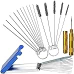 Carburetor Cleaning Kit, 13 Wires + 10 Needles + 5 Brushes + 1 Pick, Premium Torch Tip Cleaner, Carbons Dirt Jet Remove, Suitable for Auto, Motorcycles, ATV, Welder, Lawn Equipment