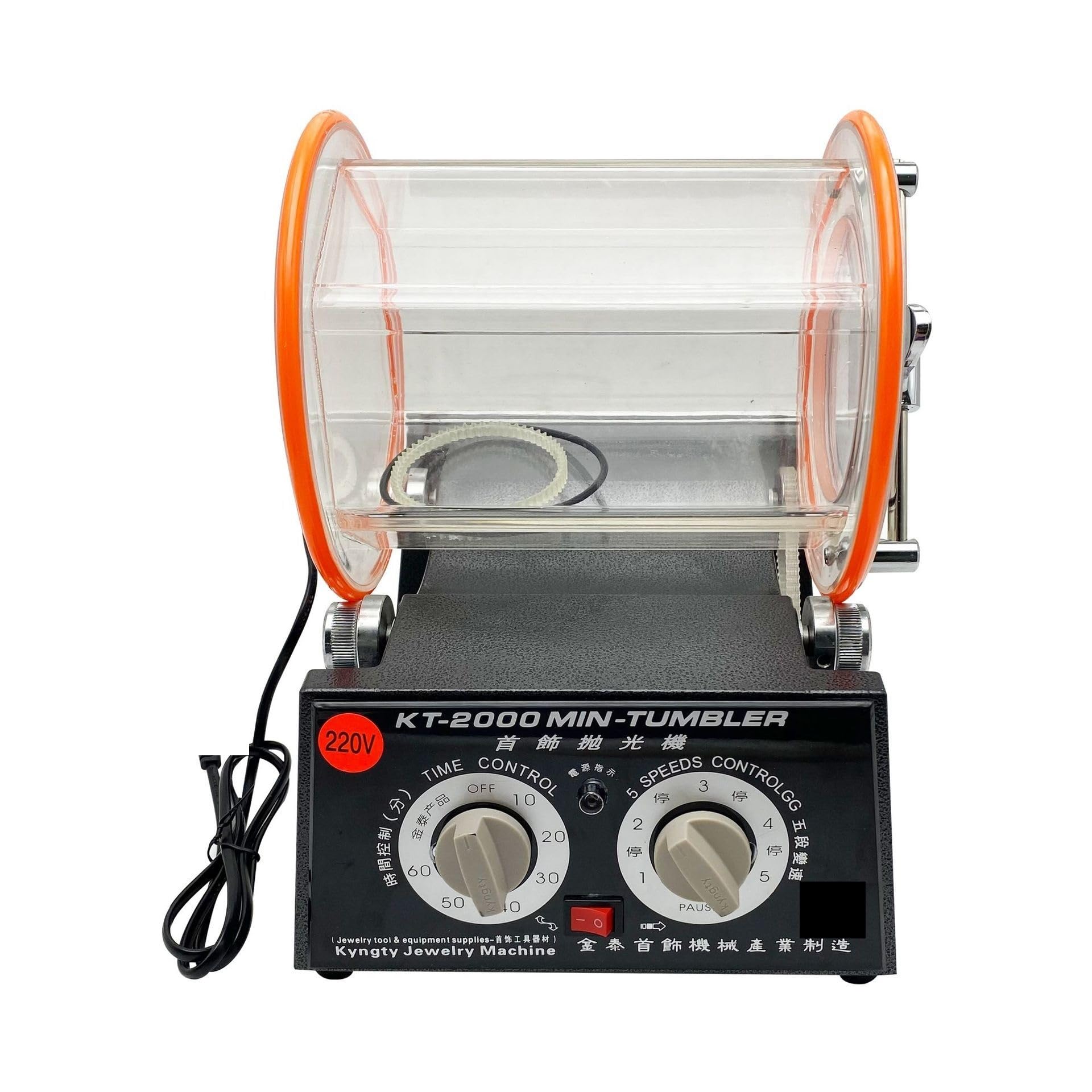 JVDDI Rotary Tumbler Polisher KT2000 Jewelry Drum Polishing Machine 5 Speeds 150W Tumbling Mini-Tumbler Finishing Tools
