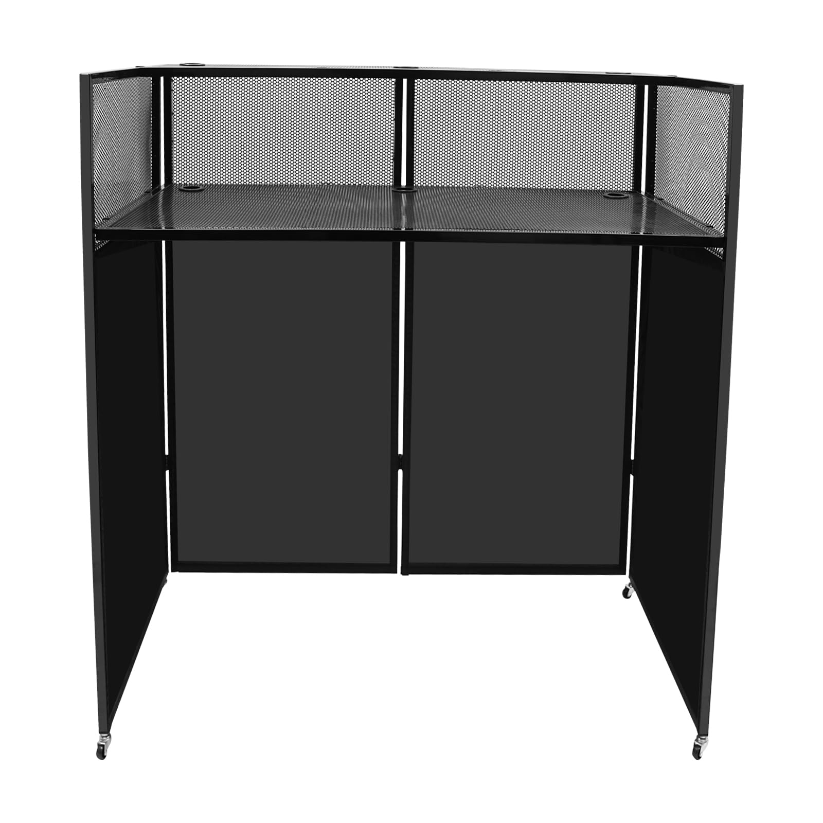 Cbhfmljd DJ Display Stand, DJ Event Booth Facade,Portable DJ Facade Booth Table DJ Controller Stand Removable Top Shelf for Rock Concerts, Event Podiums, Workstations, Wedding Scenes