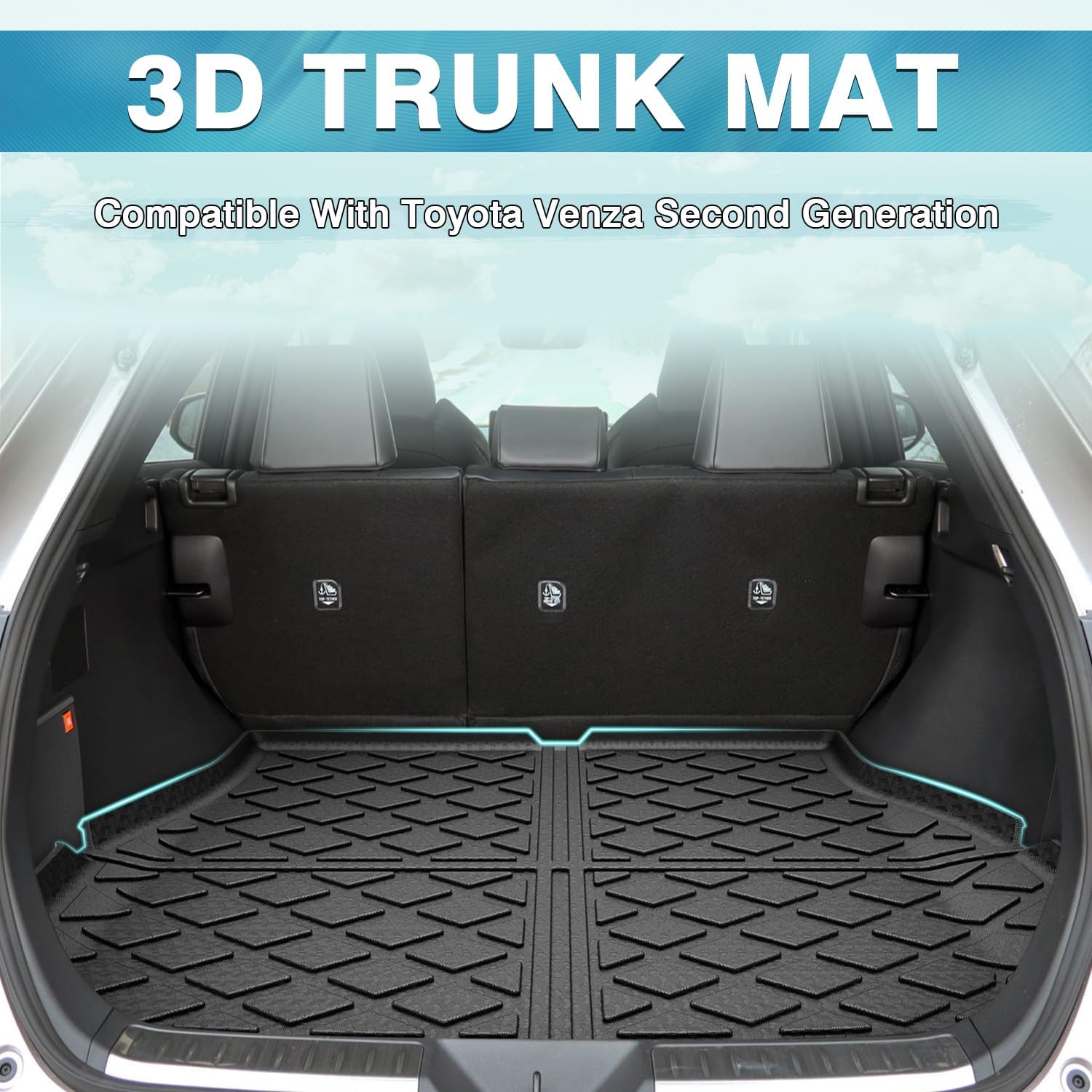 Mixsuper Cargo Liner for Toyota Venza 2021-2025 Cargo Mat All Weather Rear Trunk Liner Black