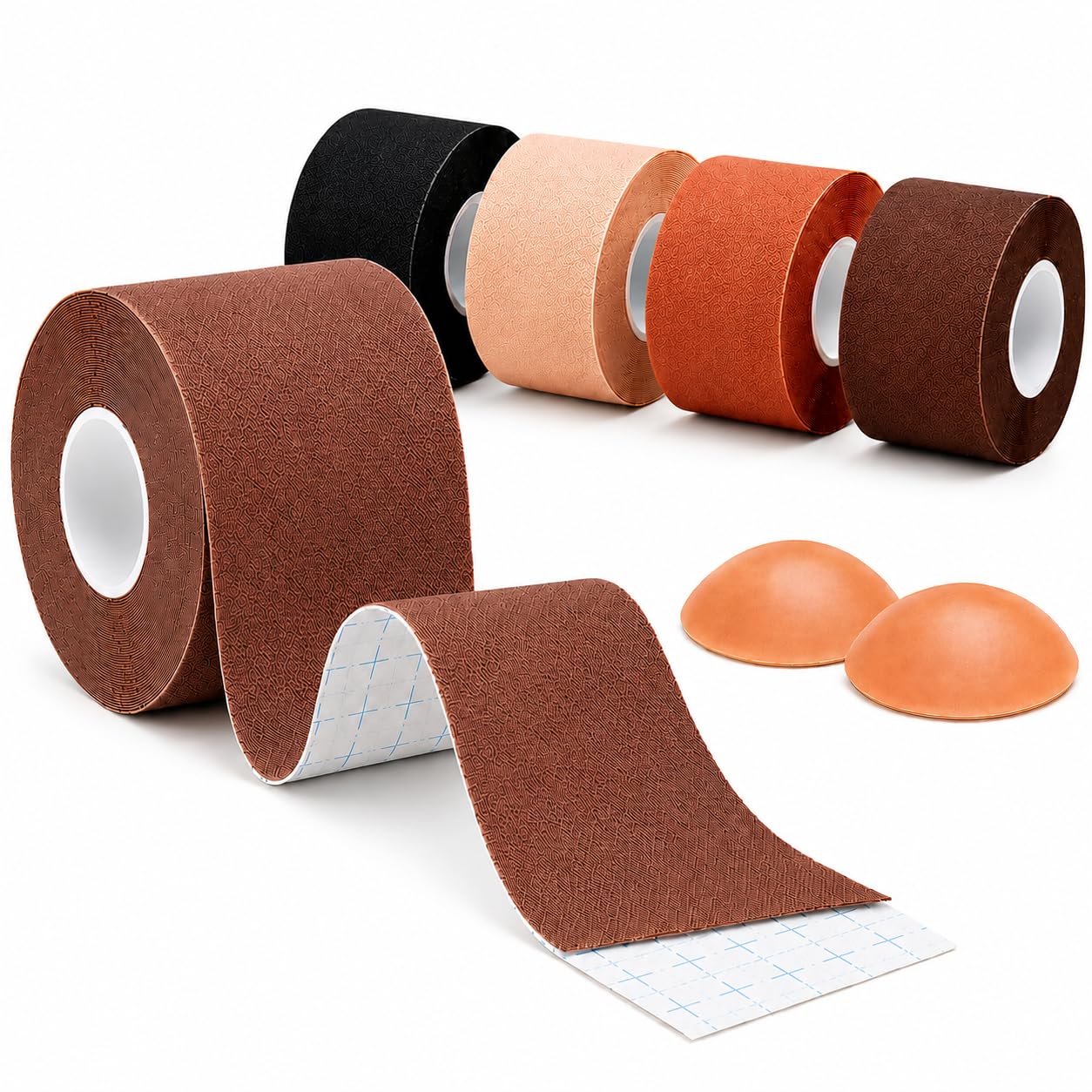 Vear Women's New Skin 5M Boob Tape, Bob Tape For Large Breasts, Self-Adhesive Strapless Boobtapes With 2 Pcs Nipple Covers, 5M Stretchable Longer Than Regular Roll, Perfect To Stick On Bra (New Skin 5M)