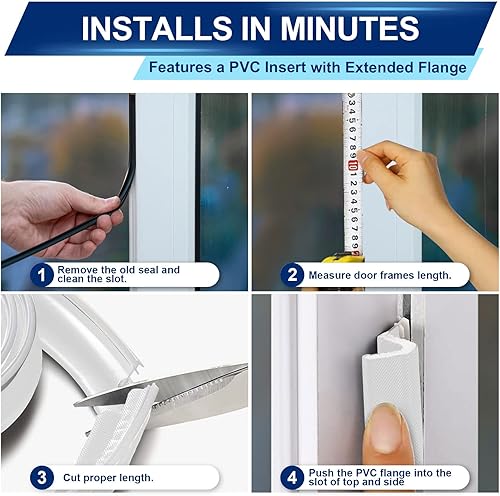 Miniatura 7 de Burlete de sellado de puerta para marco de puerta, burlete de espuma "Q" de 26 pies con ranura de brida de PVC para puertas y ventanas, sellos de
