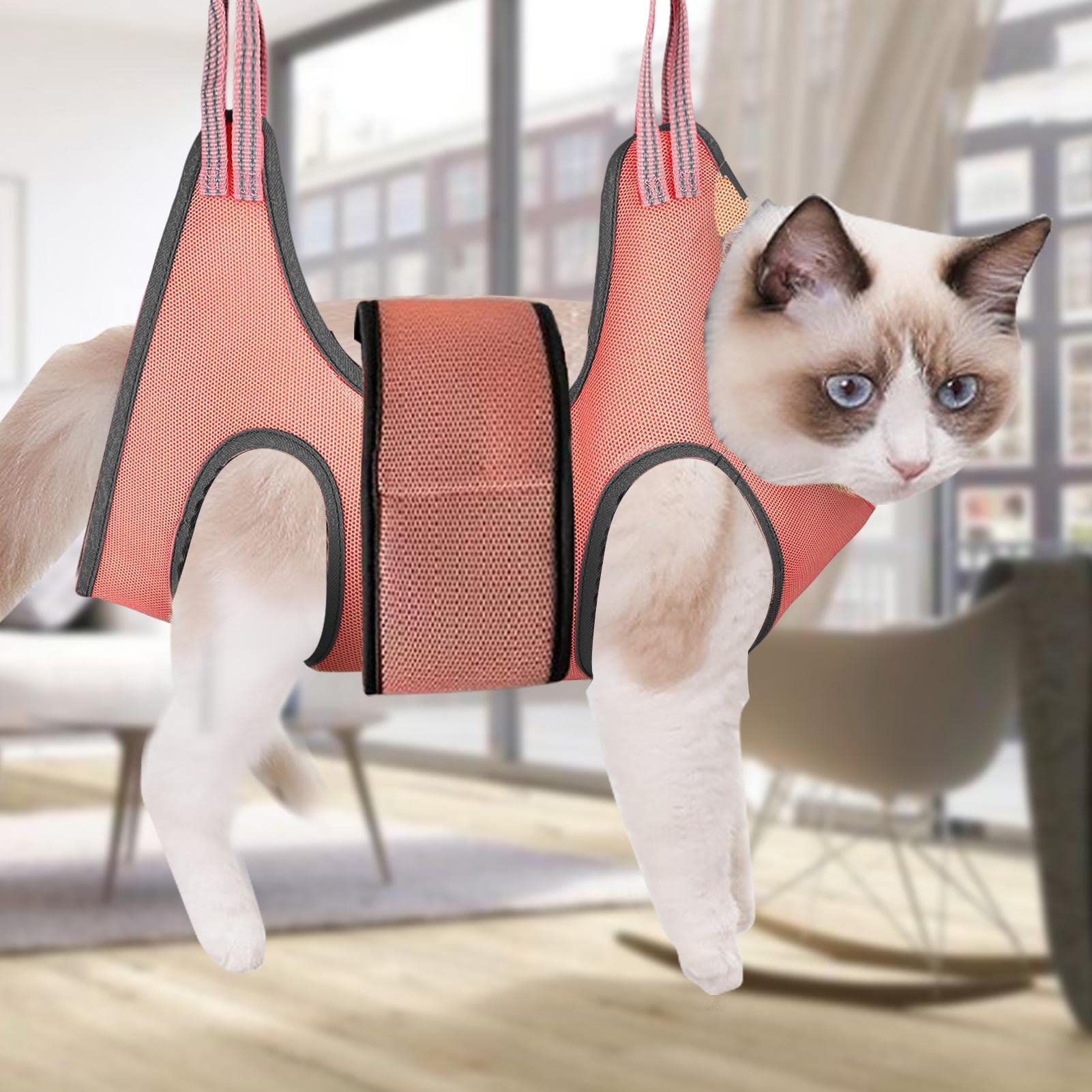 pologmase Hamaca para tijeras de garras para gatos, soporte para cuidado de uñas, sin rasguños, para bañarse, cortar y cortar las garras, examinar