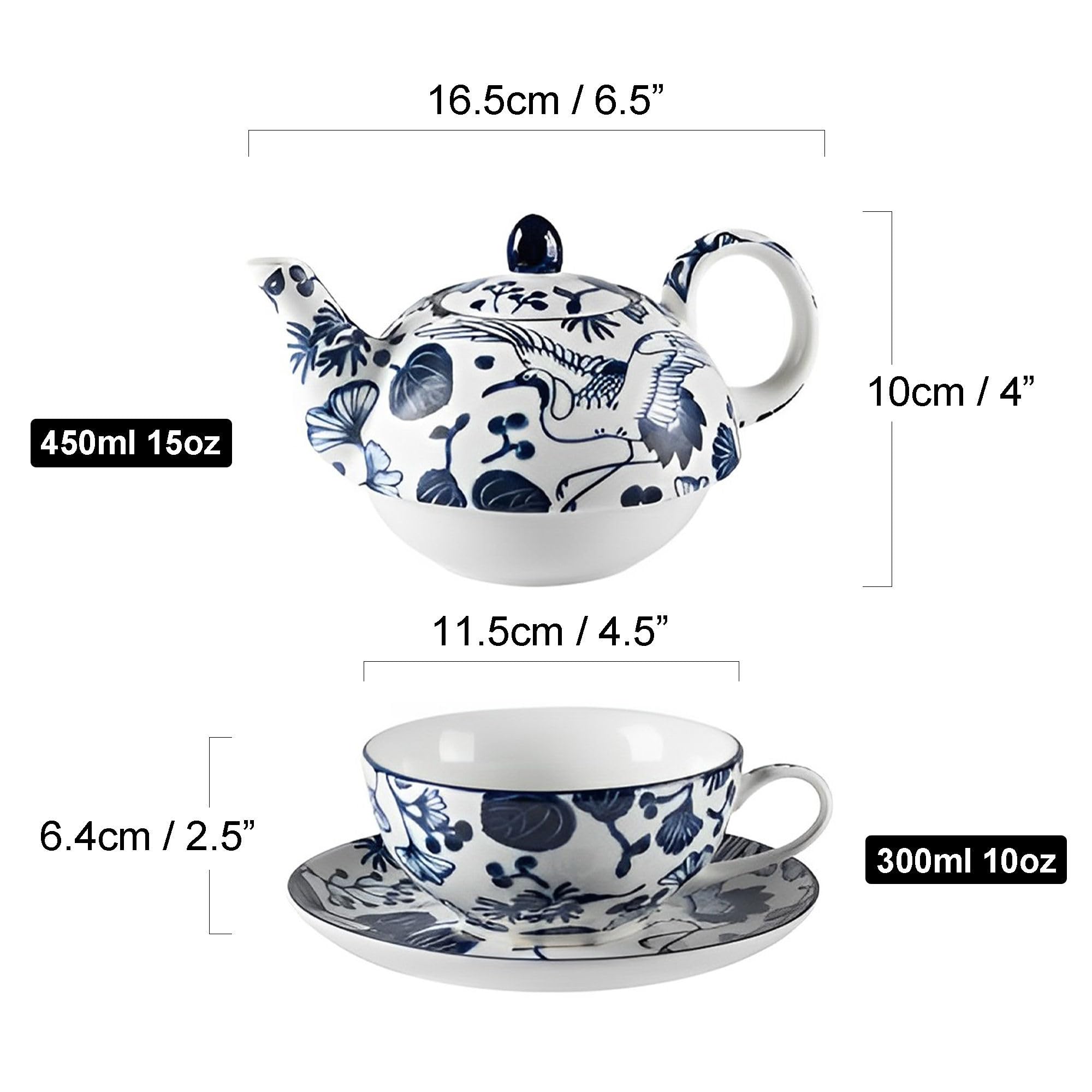 Herbata za jeden zestaw porcelanowy czajniczek i filiżanka elegancki prezent dla kobiet 450 ml czajniczek i kubek 300 ml niebieska herbata idealny dla miłośników herbaty i na specjalne okazje