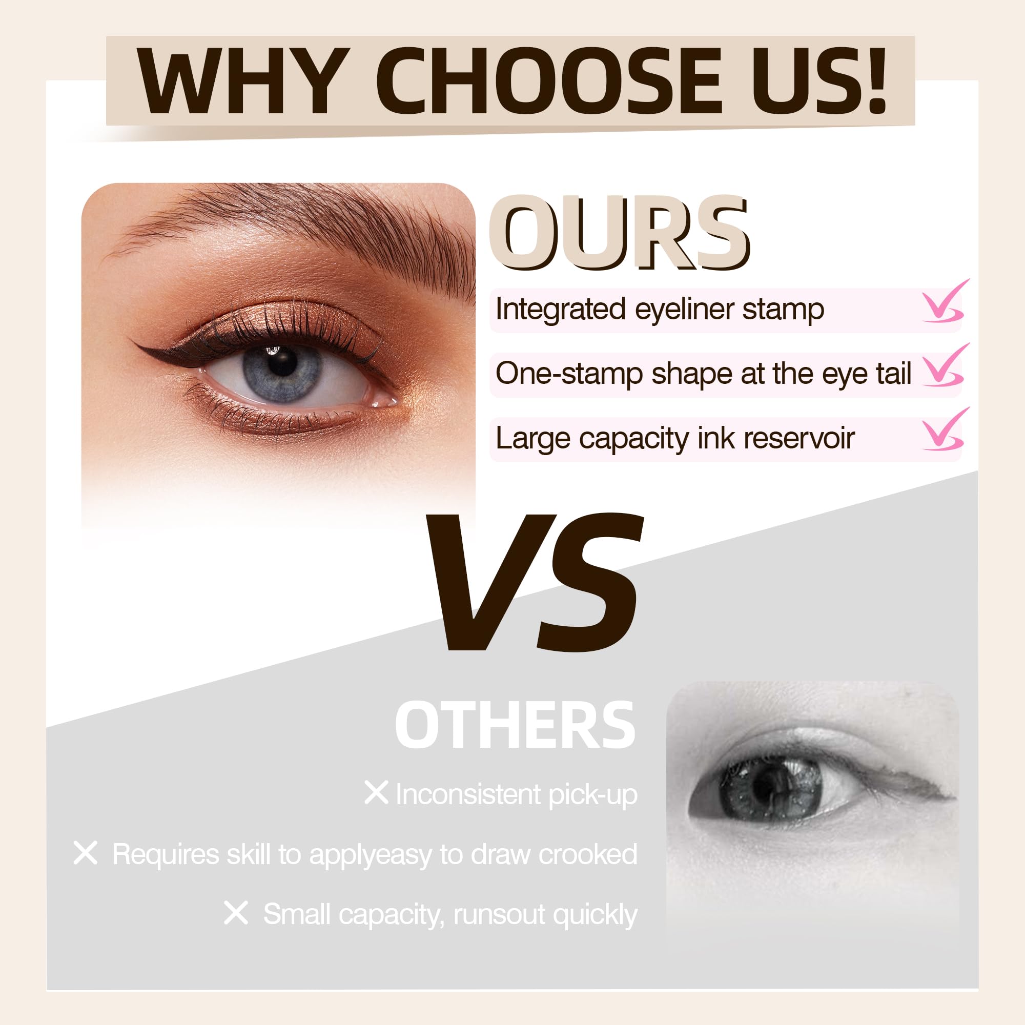 Fodeuxp 2026 - Nuevo sello delineador de ojos plegable, delineador de ojos giratorio, juego de lápices delineadores de ojos de gel para alas perfectas, a prueba de manchas y resistente al agua