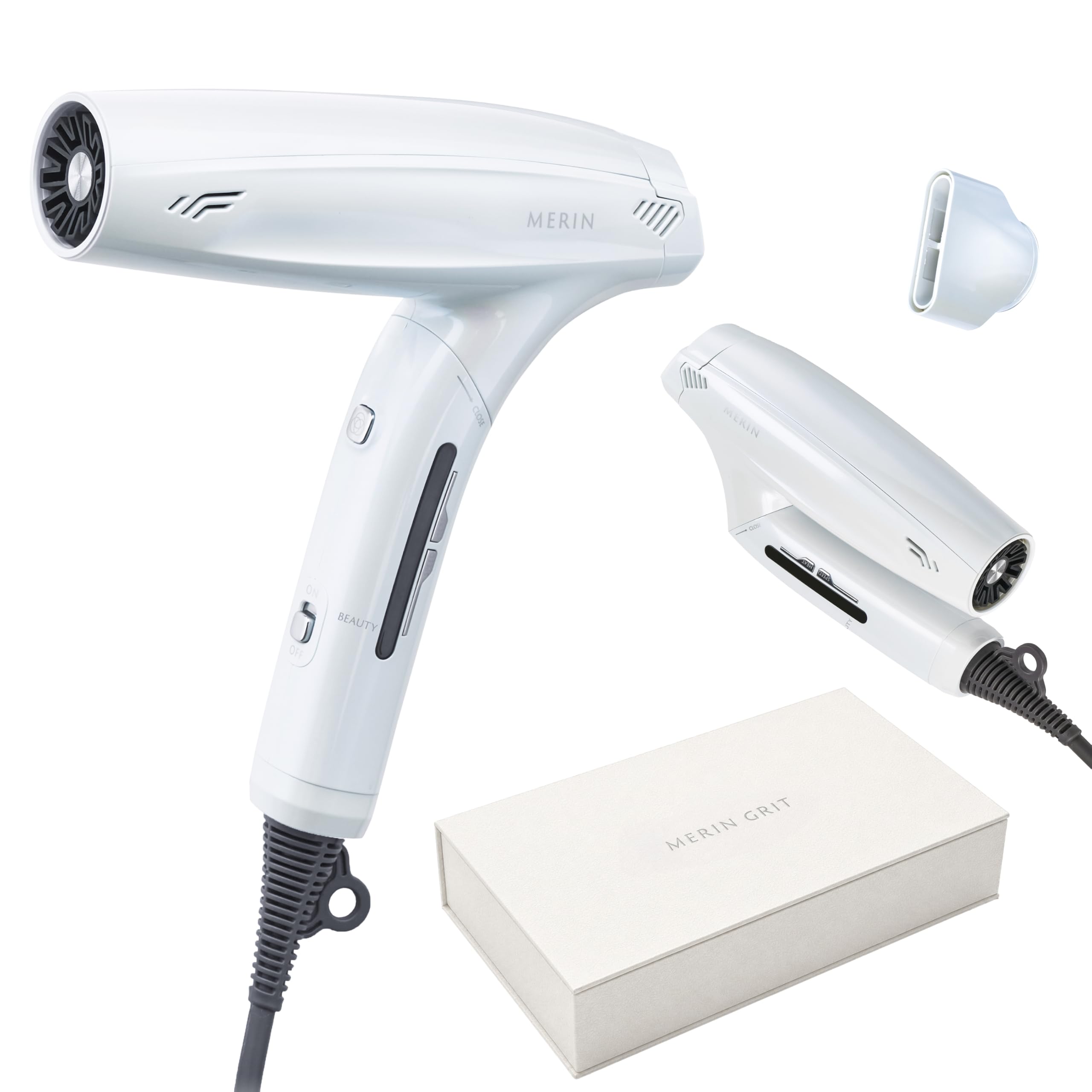 MERIN ドライヤー 美容皮膚科監修 大風量 速乾 マイナスイオン イオン切替 1200W 軽量360g 静音 くせ毛 うねり