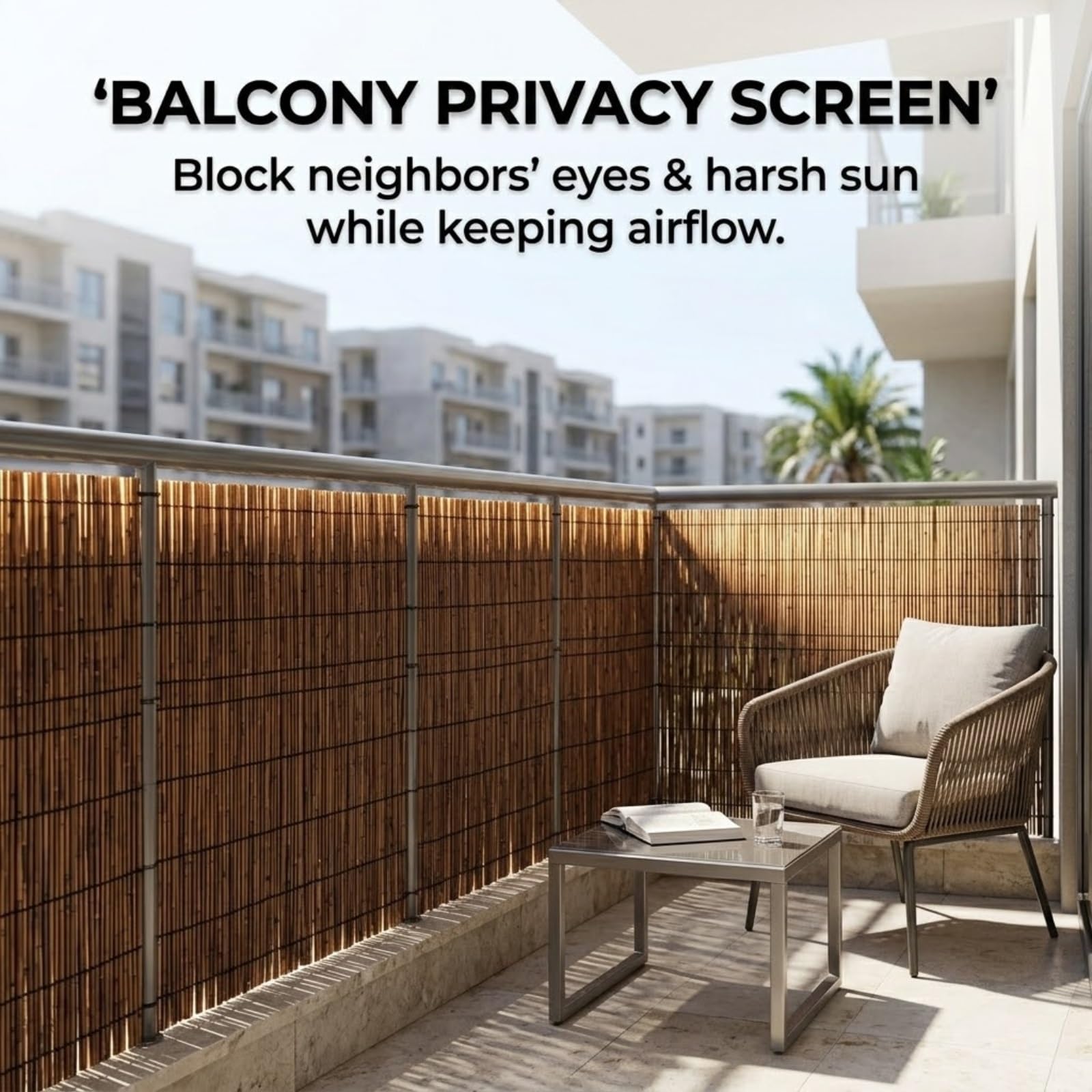 Canisse en Roseau Naturel Brise-Vue pour Jardin Balcon Terrasse, Canisse en Roseau Occultant Protection d'Intimité, Pare-Soleil, Clôture Facile à Installer(Nature,91x671cm(3x22ft))