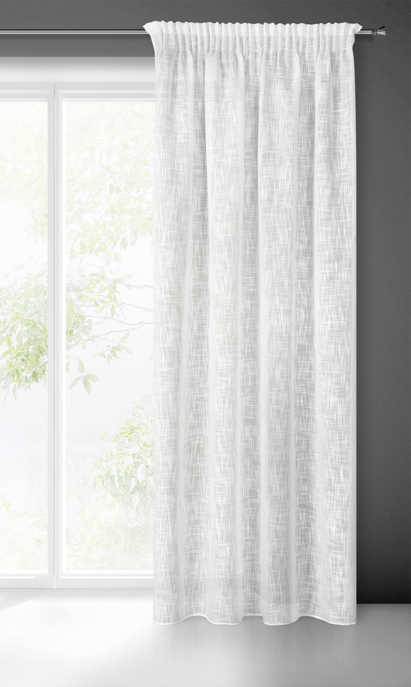 Eurofirany Landhaus - Tenda in voile Elpidia arricciata, 140 x 270