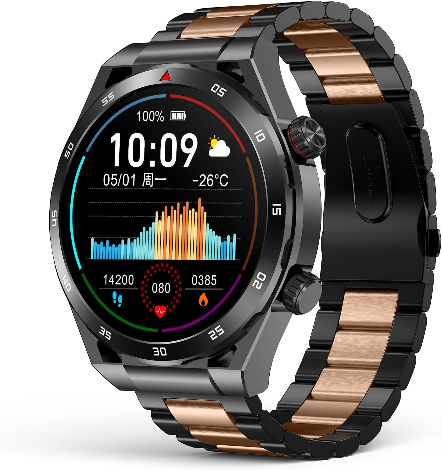 Smart Watches, Smart Watches with Bluetooth Call, Fitness Watch with Blood Pressure/HR/Sleep, 1.39" HD Smartwatches for Men Women, IP67 Waterproof for Android iOS, Gold Metal