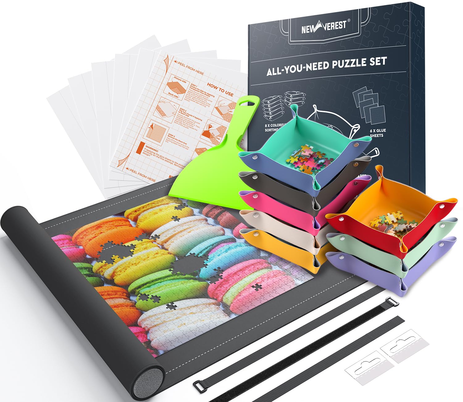 Newverest Gift Bundle of 2: Roll Up Puzzle Mat 1500 pcs & All-You-Need Puzzle Set