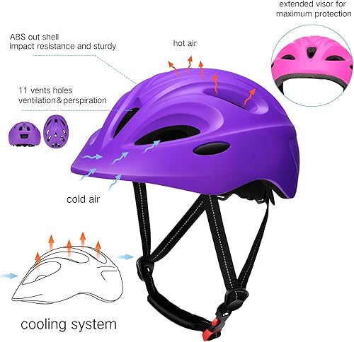 Miniatura 4 de Kingdder Paquete de 4 cascos ajustables para niños de 3 a 8 años, con certificación CPSC, para niños y niñas, monopatín, bicicleta, scooter,