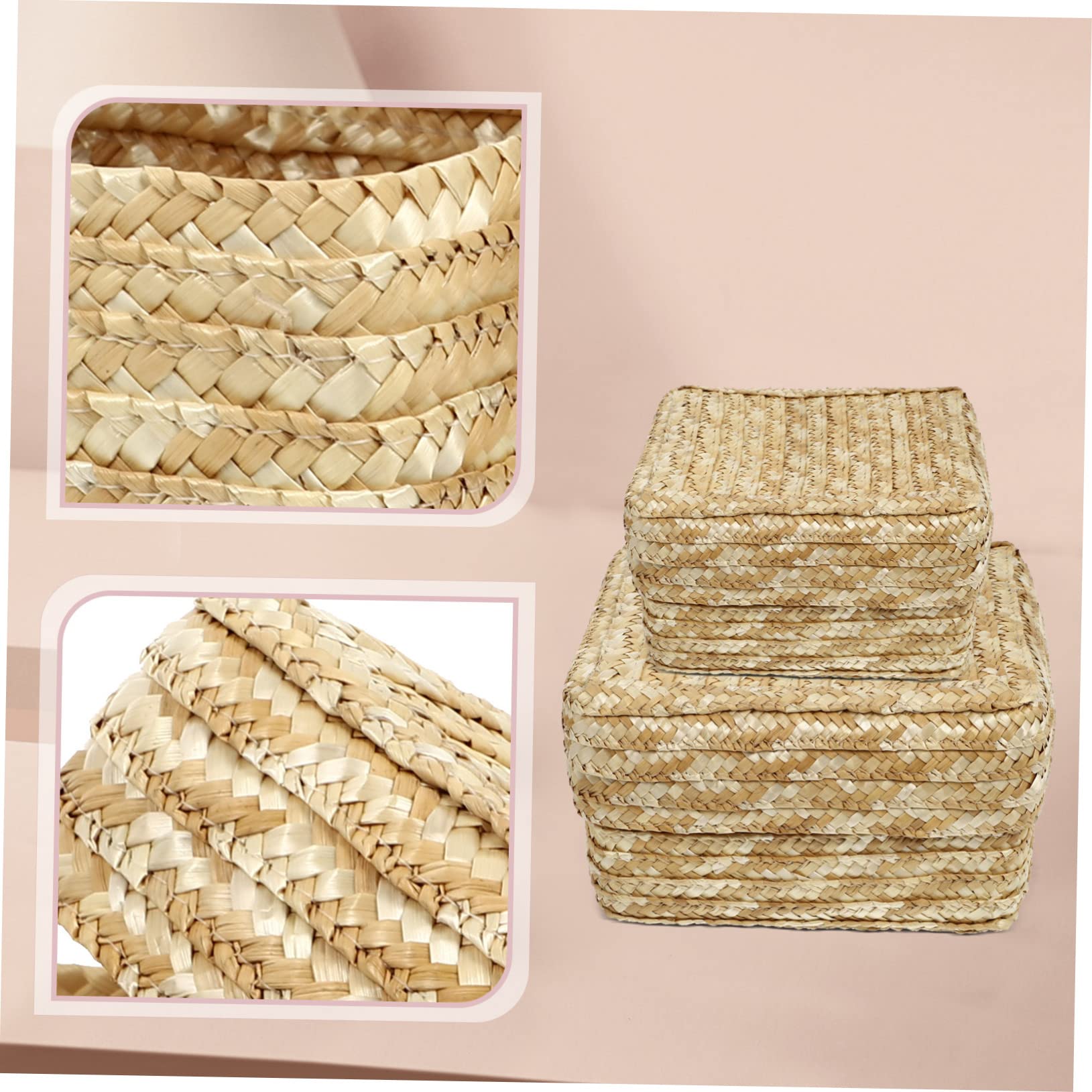 Cabilock 2piezas Cesta De Tejida Para Almacenamiento Decorativo Organizador De Recipiente Multiusos Para Ropa Cosméticos y Artículos Del