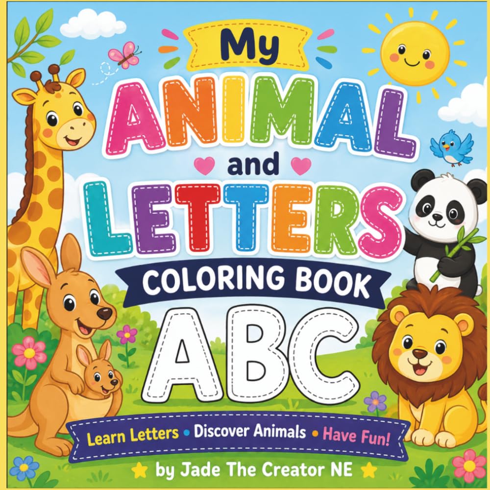 Animal and Letters Coloring Book: Alphabet Animals Coloring Book for Toddlers - Fun & Easy ABC Learning for Little Learners