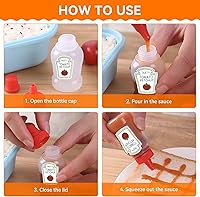 Vista 4 de Fantasyon 12 mini botellas de ketchup para accesorios de caja Bento, botellas exprimibles de condimentos de 0.8 fl oz, contenedor de salsa