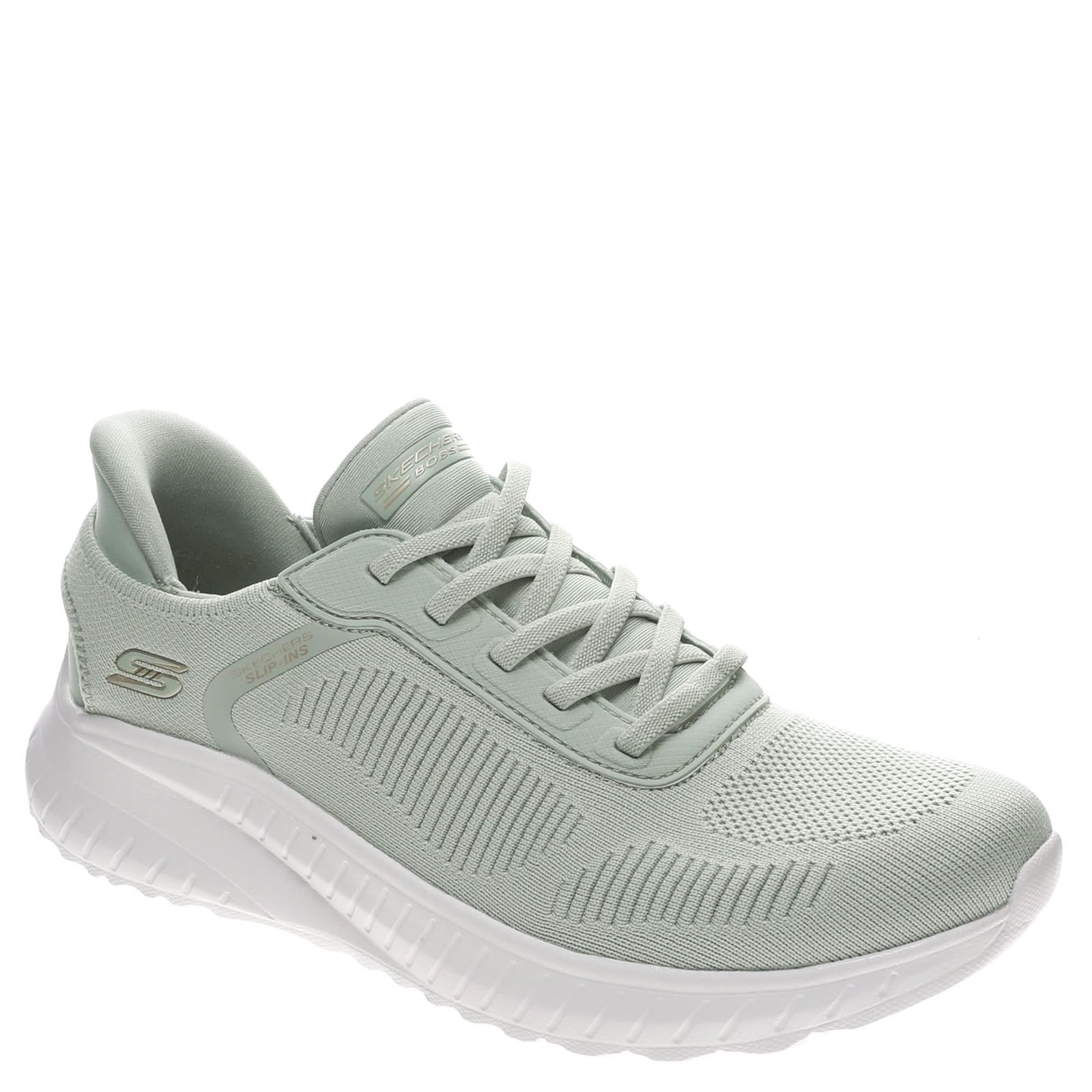 Skechers Women's Bobs Squad Chaos Current Muse Sneaker, Sage Textile, 6.5 UK