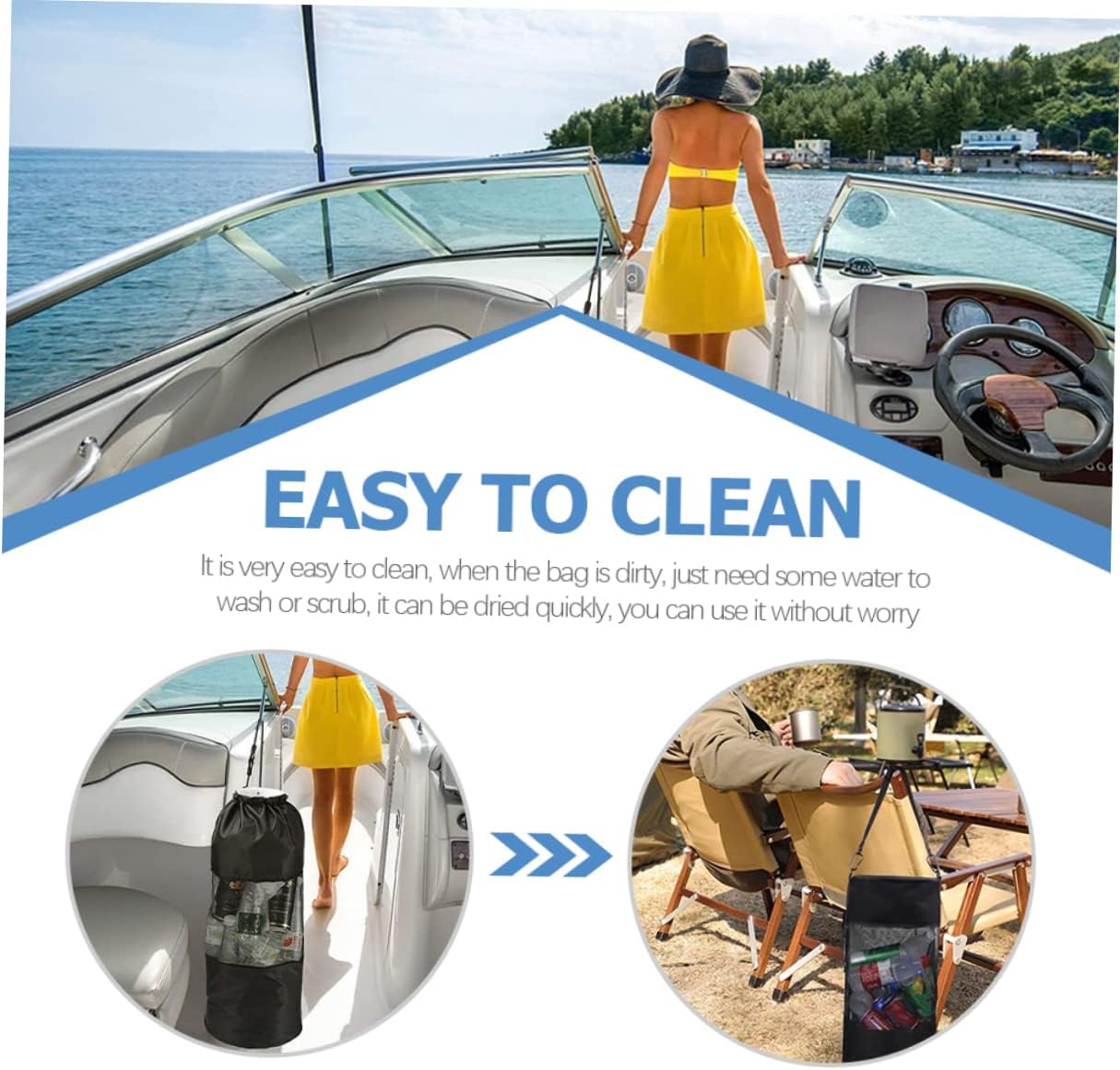 Hemoton Portable Boat Garbage Bag Hanging Trash Can for Outdoor Activities Lightweight Mesh Storage Pouch Convenient Trash Container for Fishing Camping and More Durable and Easy