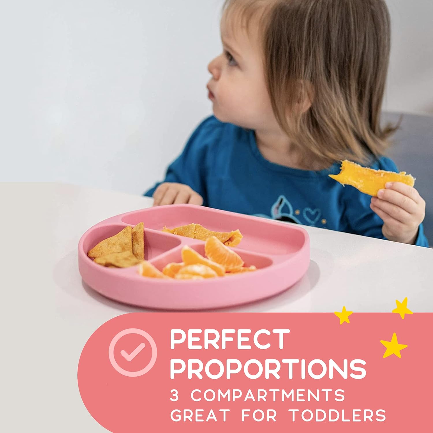 JULIAIRE Suction Plates for Baby - Toddler Plates - Suction Plates for Toddlers - Plates Divided Into 3-Portions - Baby Plates Microwave Dishwasher Safe : Baby