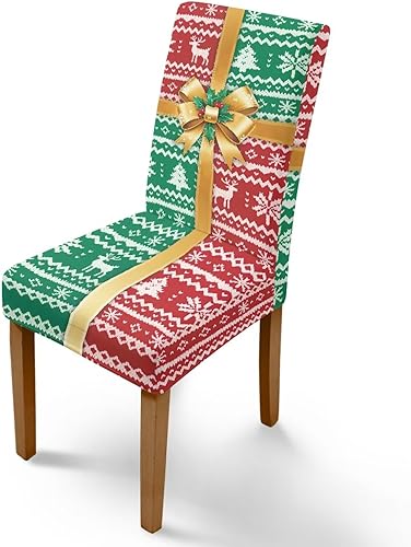 Miniatura 39 de Rnyleeg Juego de 1 fundas de asiento de Feliz Navidad para sillas de comedor, fundas elásticas suaves y cómodas para sillas de comedor con estampado