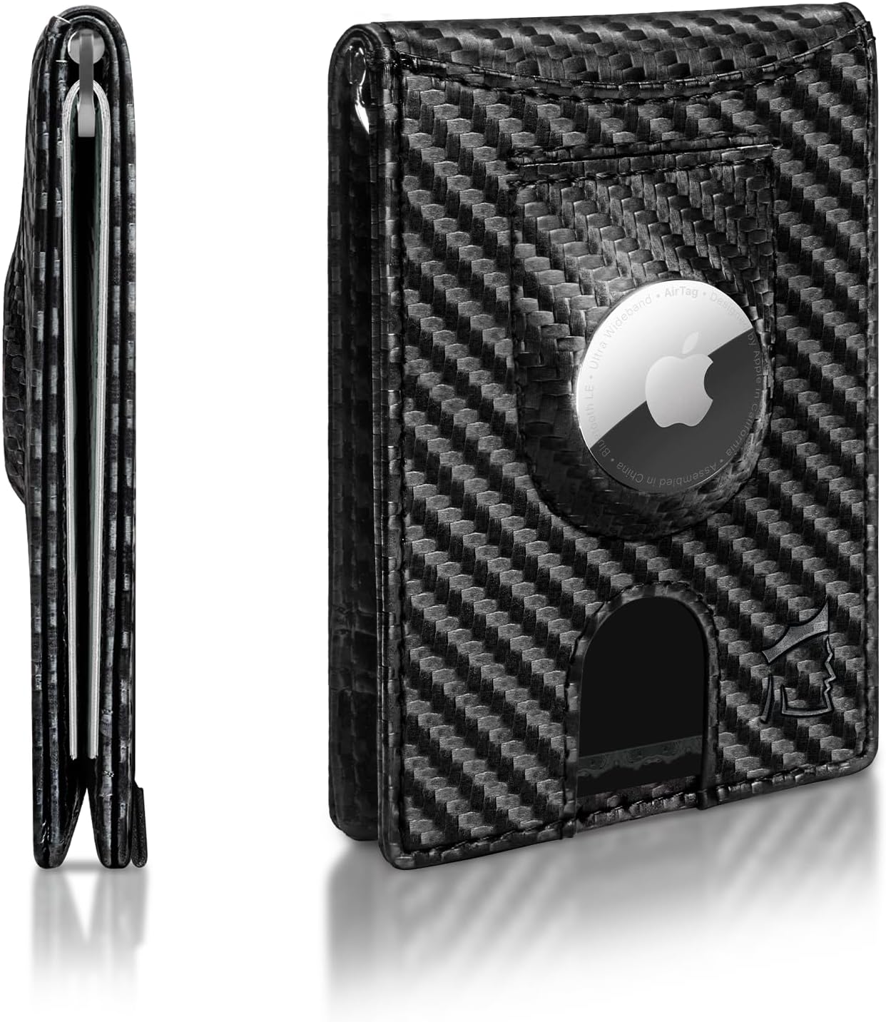 Kingly Trace Airtag Wallet for Men - Smart RFID Blocking Leather Wallet with Airtag Holder & Money Clip - Minimalist Trackable Design with Pull Tab - Secure Wallets