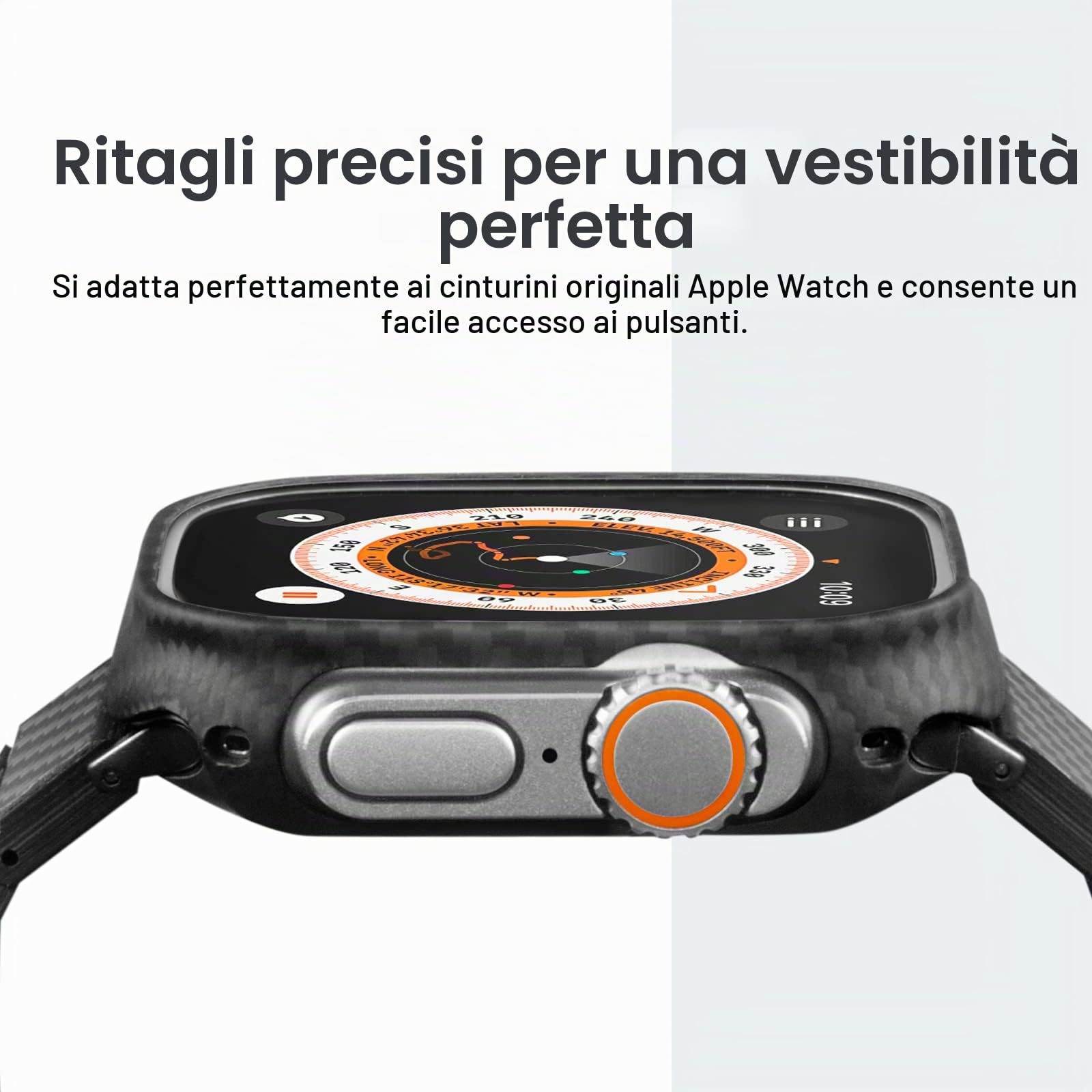 pitaka Custodia Protettiva per Apple Watch Ultra 2/Ultra (49mm) Ultra Sottile e Leggera, con Protezione Completa in Fibra Aramidica 600D, Resistente e Antigraffio, Minimalismo[Air Case] Nero