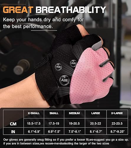 Miniatura 6 de Sunnex Guantes de gimnasio - Guantes de entrenamiento transpirables sin dedos para levantamiento de pesas, ciclismo y más