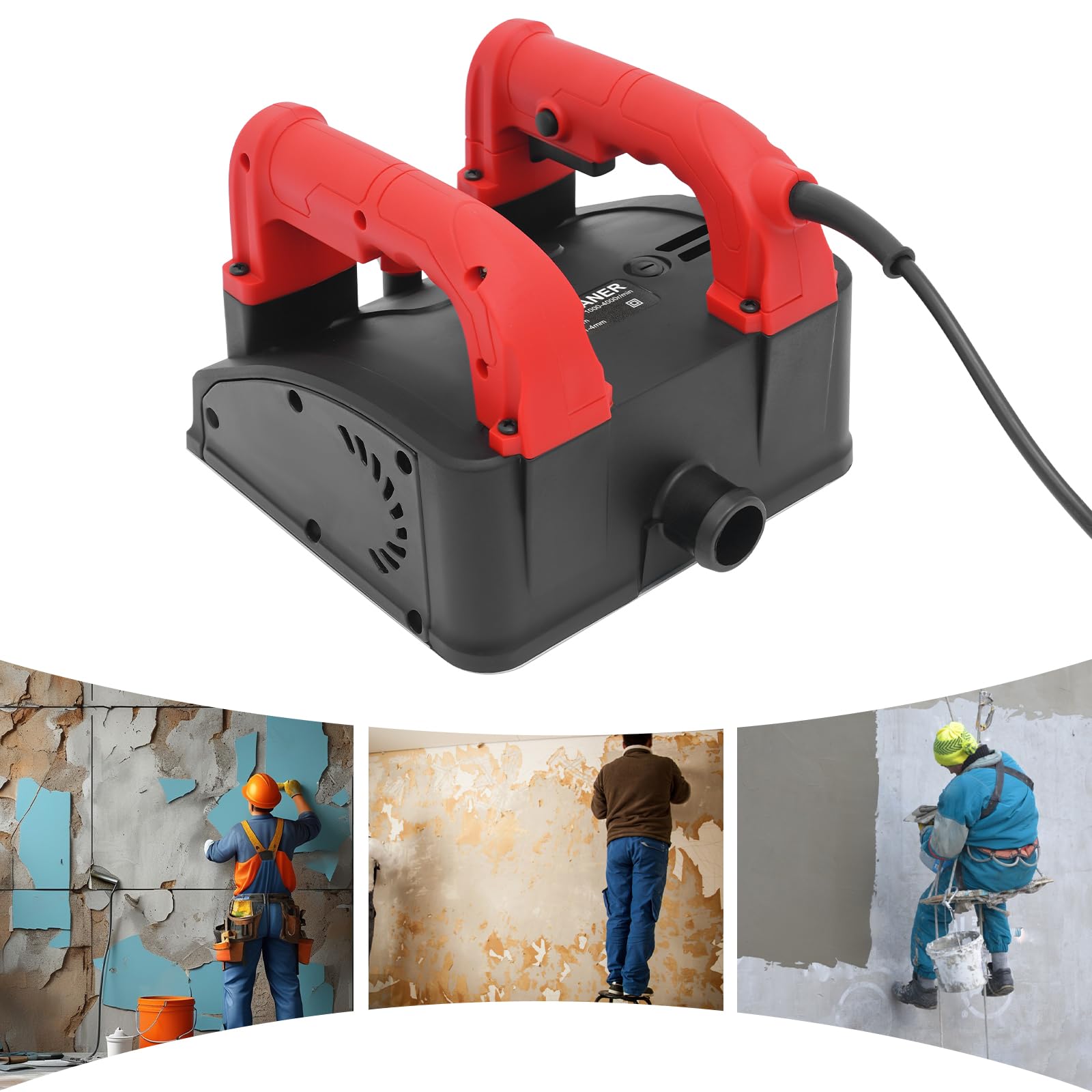 Cepilladora Eléctrica De Pared Herramienta Renovación De Pared Cepilladora Eléctrica, Planaje Pared, Profundidad Ajustable, Reducción De Polvo, Mango Ergonómico, Base Estable, Cuchillas De Tungsteno