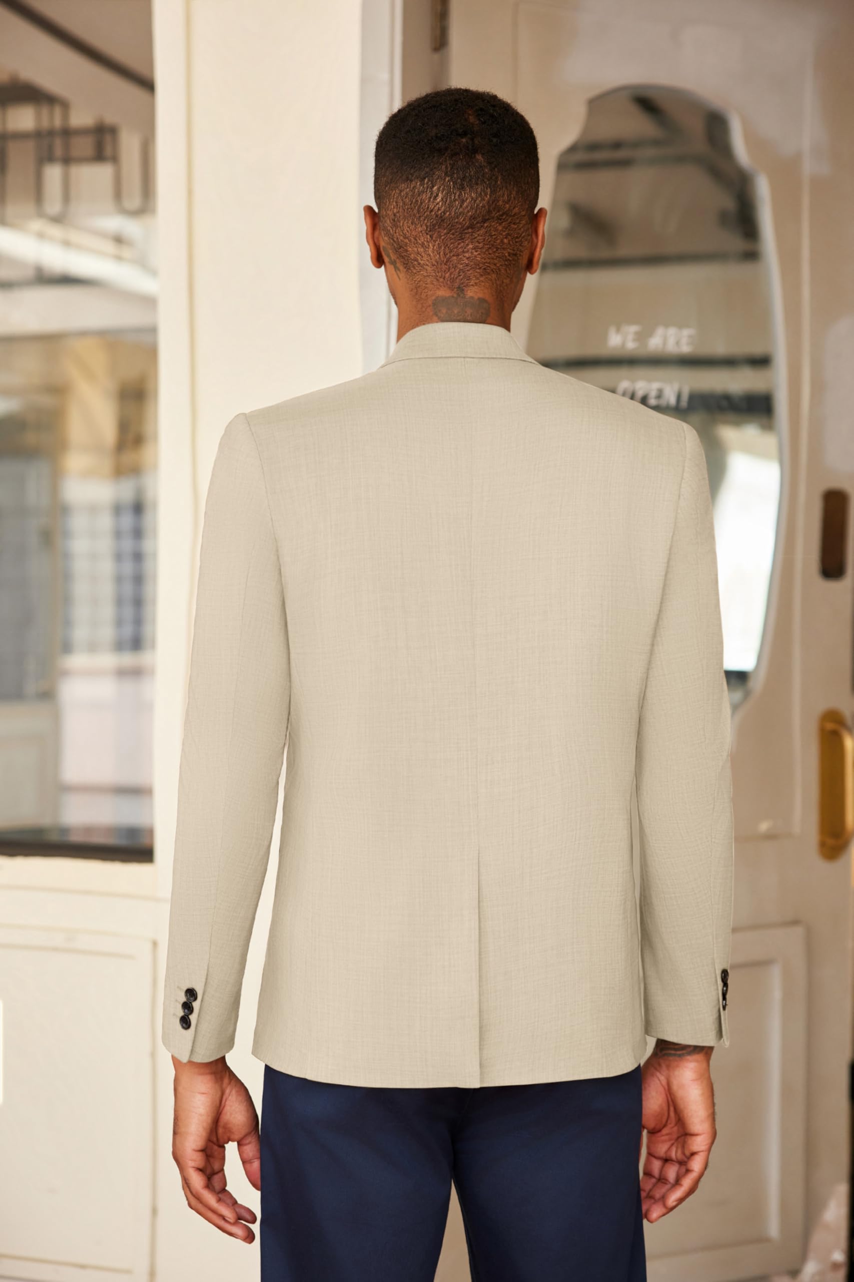 COOFANDY Giacca da uomo in lino, stile casual, slim fit, sportiva, con due bottoni, giacca estiva leggera per lavoro e sport
