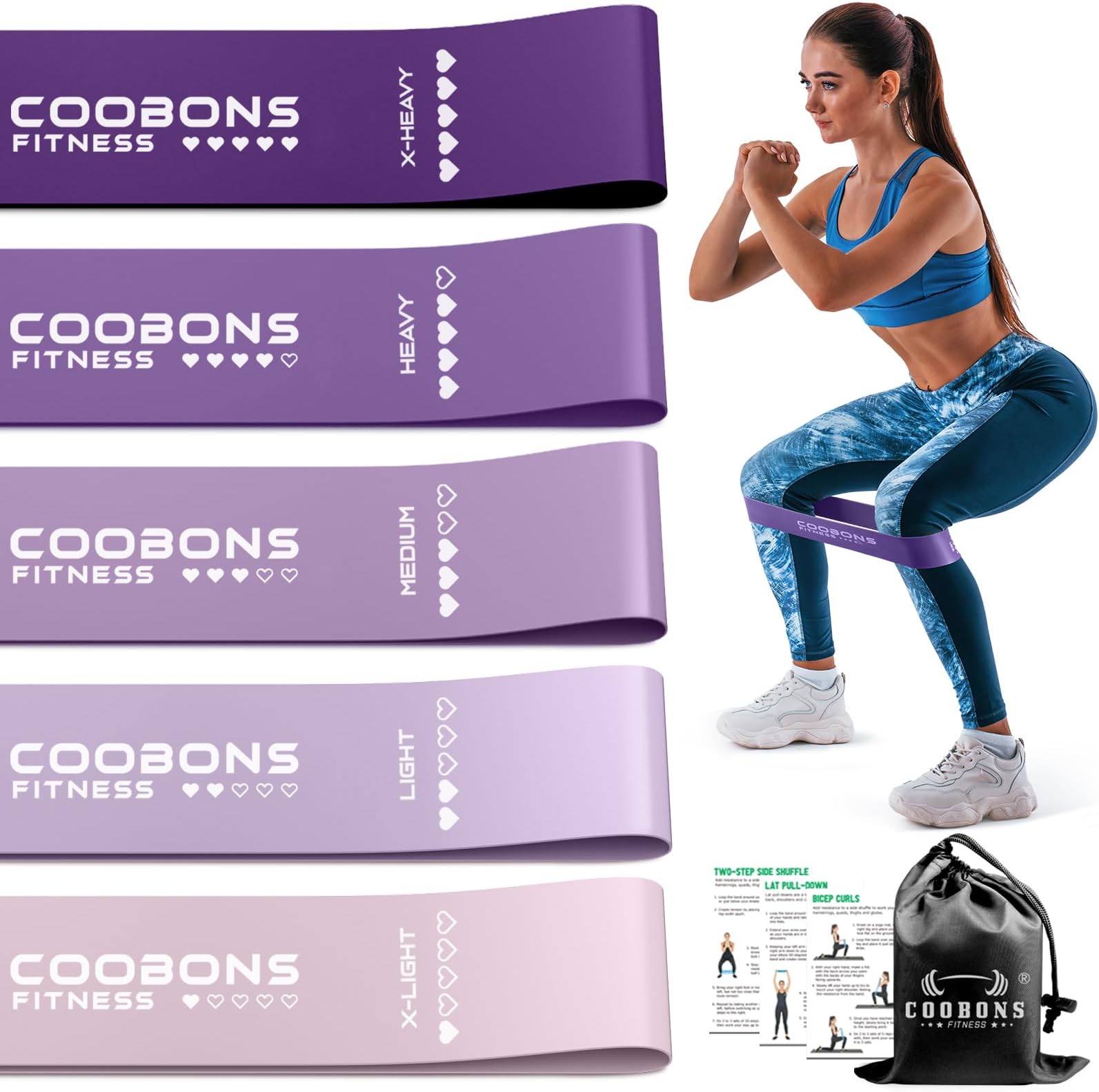 Resistance Bands for Working Out, Exercise Bands Resistance Bands Set with 5 Resistance Levels, Latex Loop Bands for Women Men, Workout Bands for Legs, Glutes, Strength Training, Yoga, Home Gym