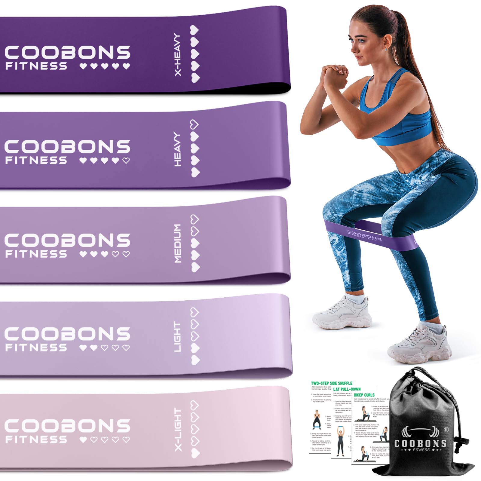 Resistance Bands for Working Out, Exercise Bands for Women & Men, Latex Elastic Bands for Yoga, Pilates, Rehab, Fitness and Home Workout, Strength Bands for Booty