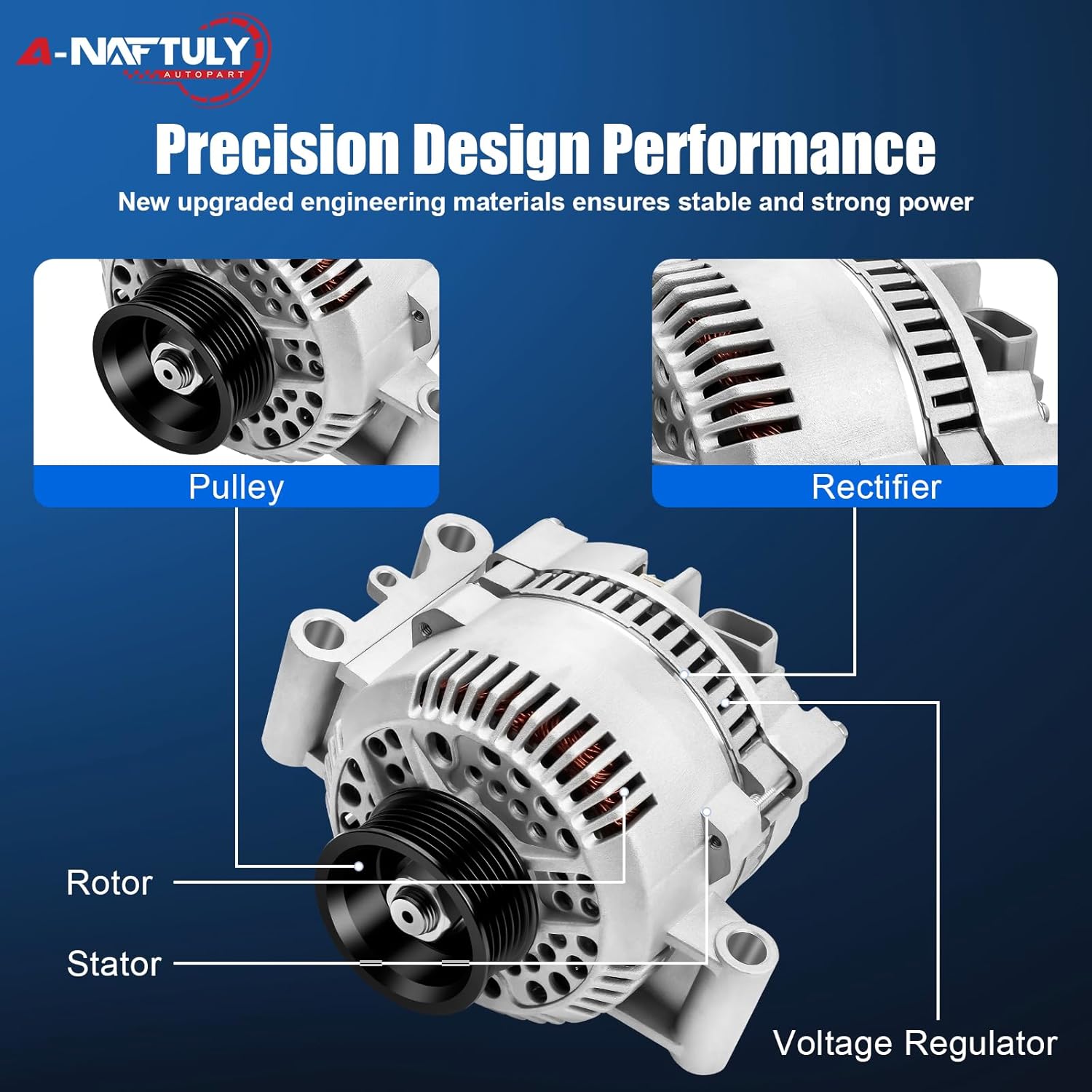 Alternator Replacement for Ford Ranger F150 E150 Explorer Escort Aerostar Bronco Pickup 2.3 2.3L 3.0L 4.0L 5.0L 5.8L 1992 1993 1994 1995 1996 1997, F07F-10300-AA F07U-10300-AA AFD0012