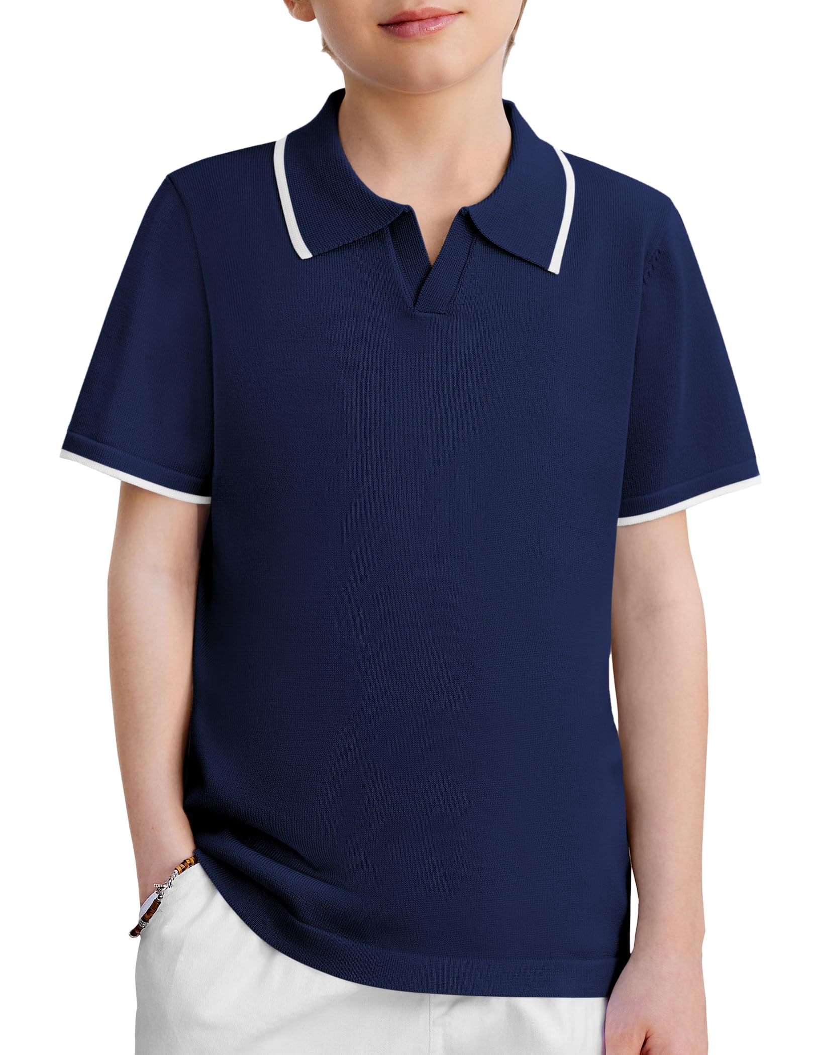 Boys Polo Shirts Short Sleeve Vintage Knit Golf Shirts School Uniform Shirt Kids Casual Tee Tops for 4-14 Years