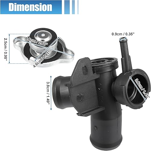 Miniatura 7 de uxcell No 21501-9HA0A21430-8991C Cuello de relleno del radiador del motor con tapa completamente sellada para Nissan Altima 2.5L L4 2007-2013 Tubo