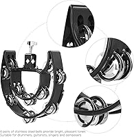 Vista 4 de Tambourine Half Moon Tambourine Cencerro, Drum Mounted Tambourine Bulk Hi Hat Tambourine Metal Jingles Musical Percussion Instrument with Mounting