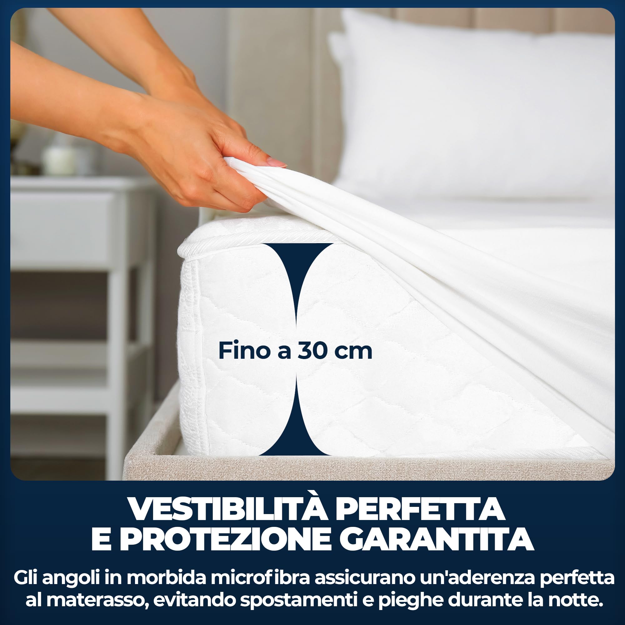 Coprimaterasso Una Piazza e Mezza Impermeabile 120x190 cm Lenzuolo con Angoli Bianco in Cotone Terry e Microfibra Protezione per Letto Materasso Traversa Traspirante Anallergico Lavabile in Lavatrice