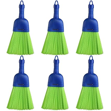 Domensi 6 Pcs Whisk Broom Poly Fiber Handheld Brush Hand Broom Outdoor Broom Car Broom with Hang Hole for Cleaning Inddoor Porches Floors Decks Driveways Dirt Dust