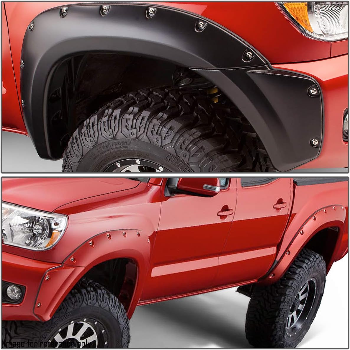 DNA Motoring WF-81002-MBK Pocket-Rivet Fender Wheel Flare 73.5" Fleetside Bed Compatible with 12-15 Tacoma