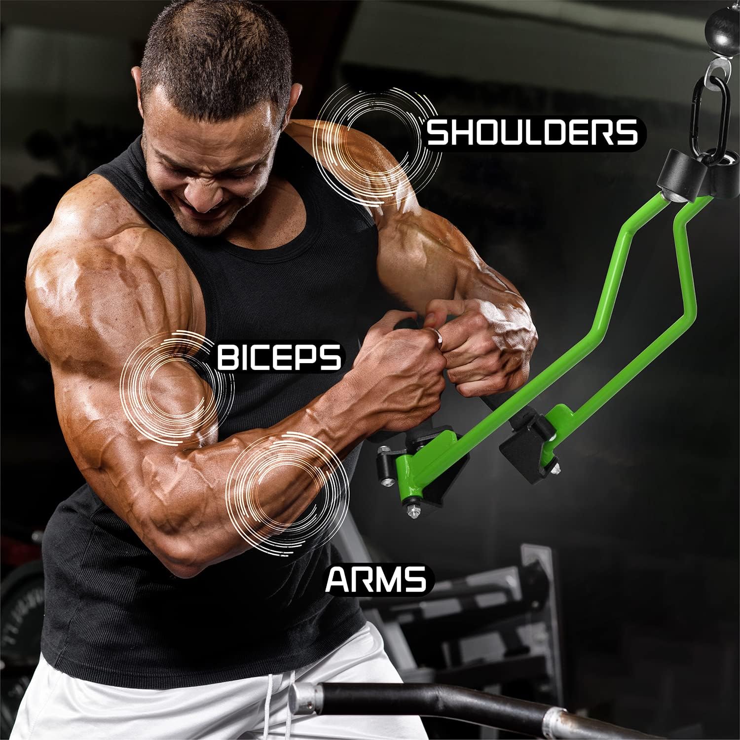 Yes4All Neutral Paddle Grip LAT Pull Down Bar, Range of Motion Spreader Handle Cable Attachments